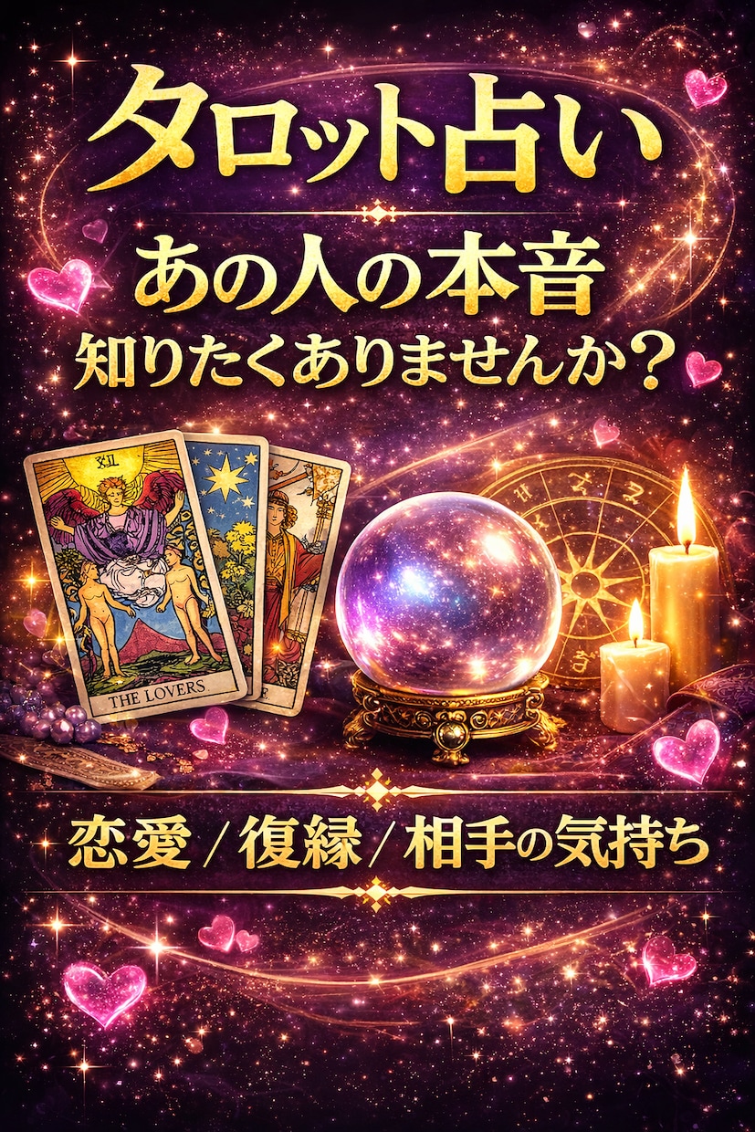 タロット占い【恋愛・復縁・片思い】を視ます 「あの人の本音と今後の恋愛の流れをタロットで鑑定します」 イメージ1