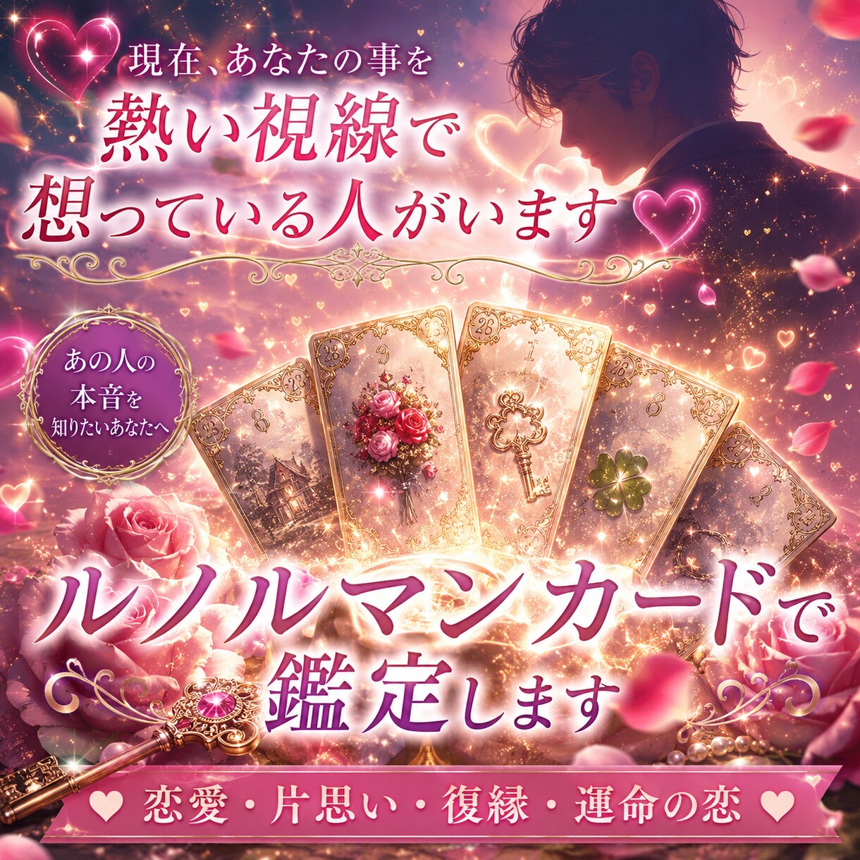 現在あなたの事を熱い視線で想っている人がいます あの人の本音は？ルノルマンカードで鑑定♥恋愛・片思い・復縁 イメージ1