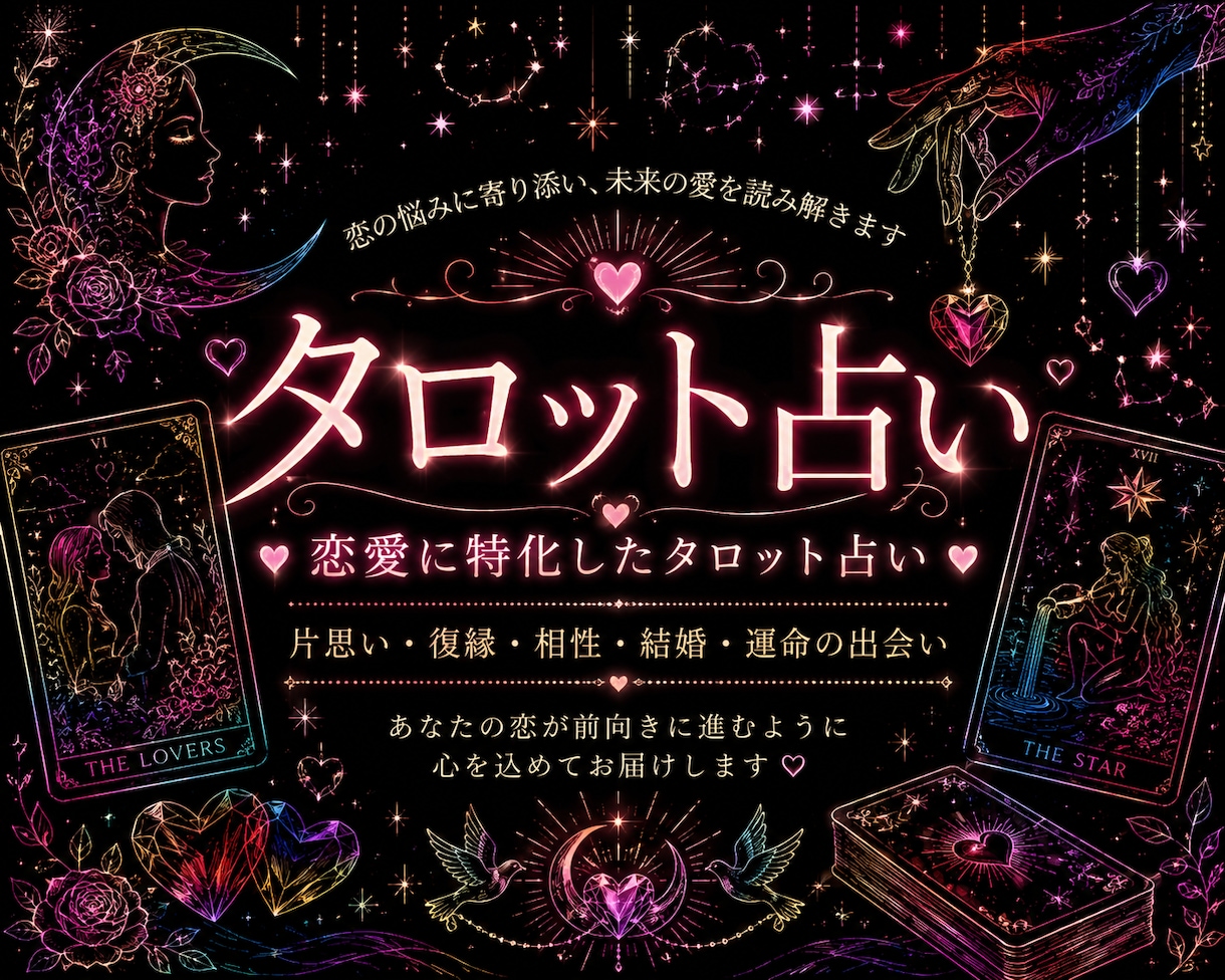 タロット×心理学で、あなたの恋愛傾向読み解きます 感情の奥に隠れた恋愛の本音、タロットで一緒に見つけましょう イメージ1