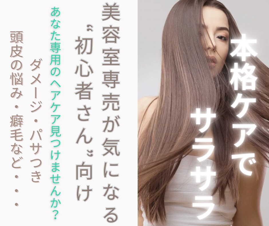 美容室専売が気になる“初心者さん”向けお選びします サロンケアデビューしたいあなたへ♪お悩みに合うケアをご提案 イメージ1