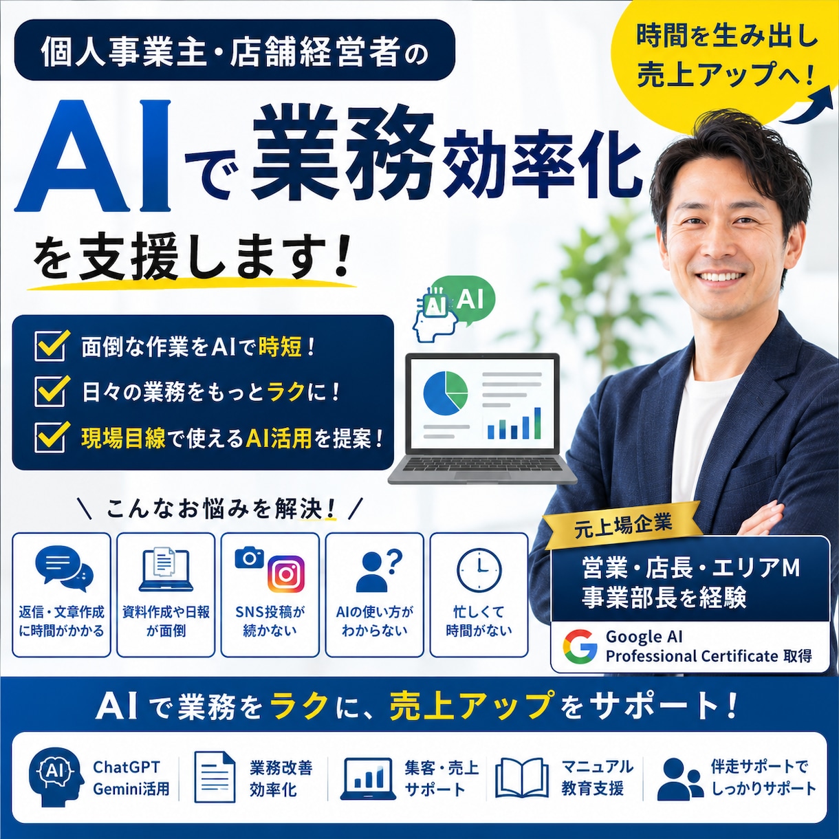 AIで業務効率化を支援します 個人事業主・店舗経営者向け実務改善サポート イメージ1