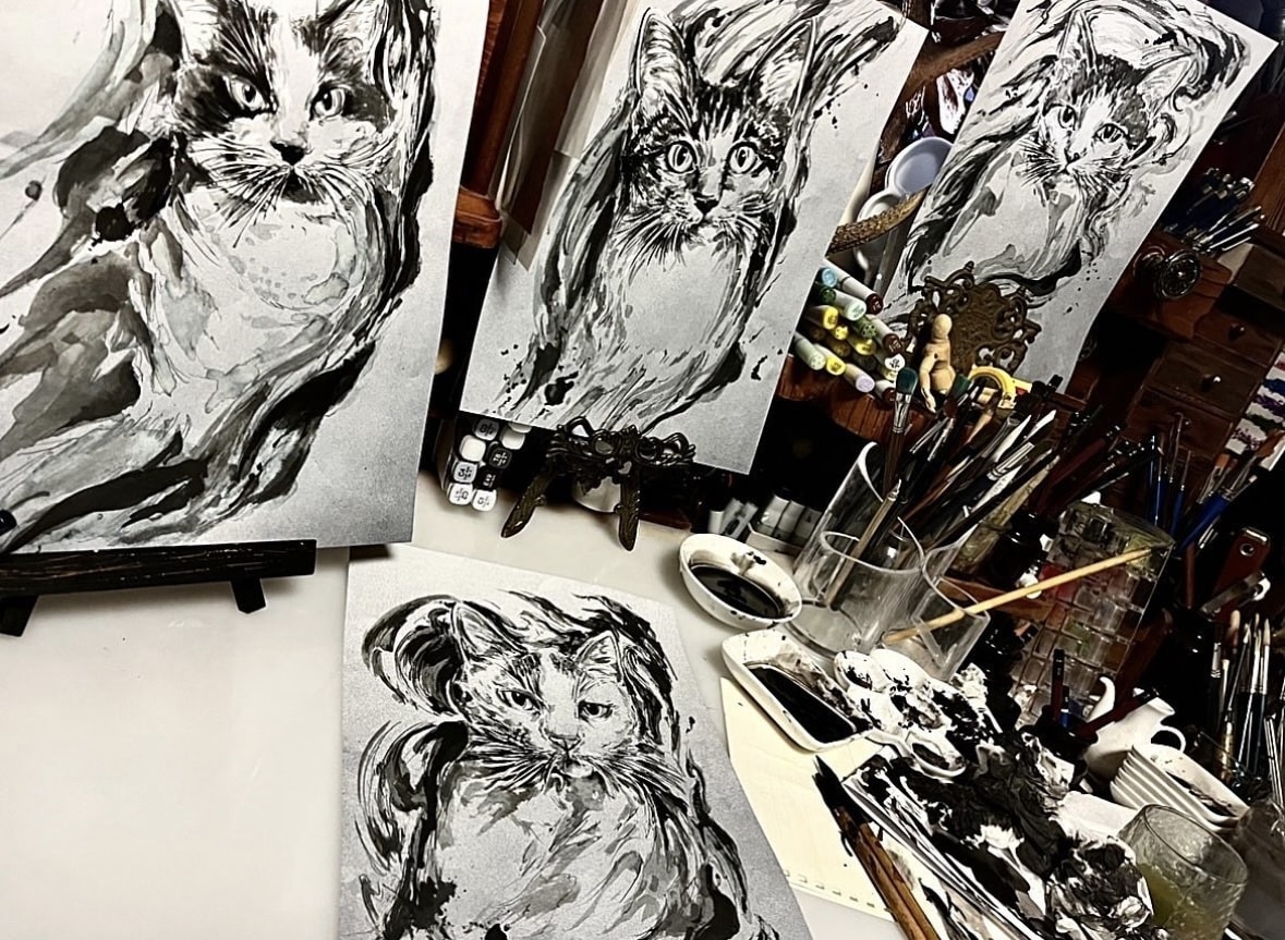 水墨画など様々な画材でお描きします 人物、動物、風景など幅広く承ります イメージ1