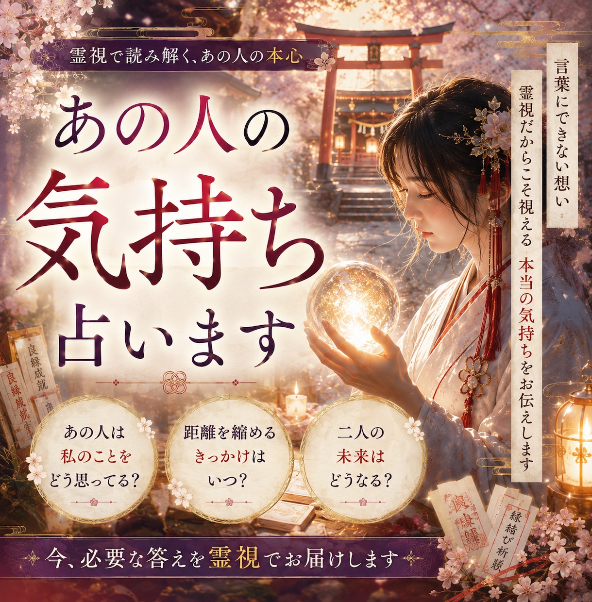 霊視&タロット占いでお相手の気持ちを鑑定いたします ＊あの人は私のことをどう思っている？/脈アリナシ イメージ1