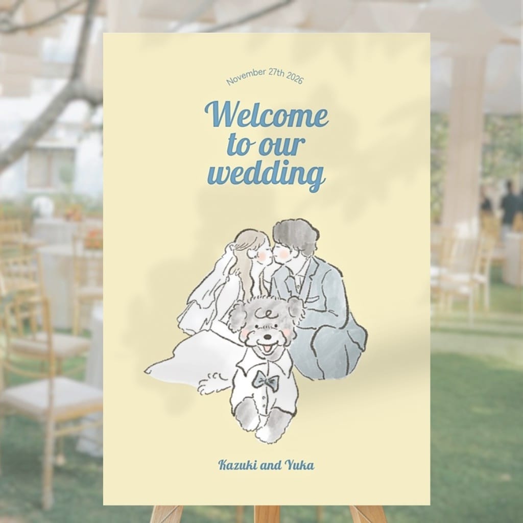 淡色カラーがおしゃれなウェルカムボード描きます 韓国風・ニュアンスで結婚式をおしゃれに彩ります。ペットも可 イメージ2