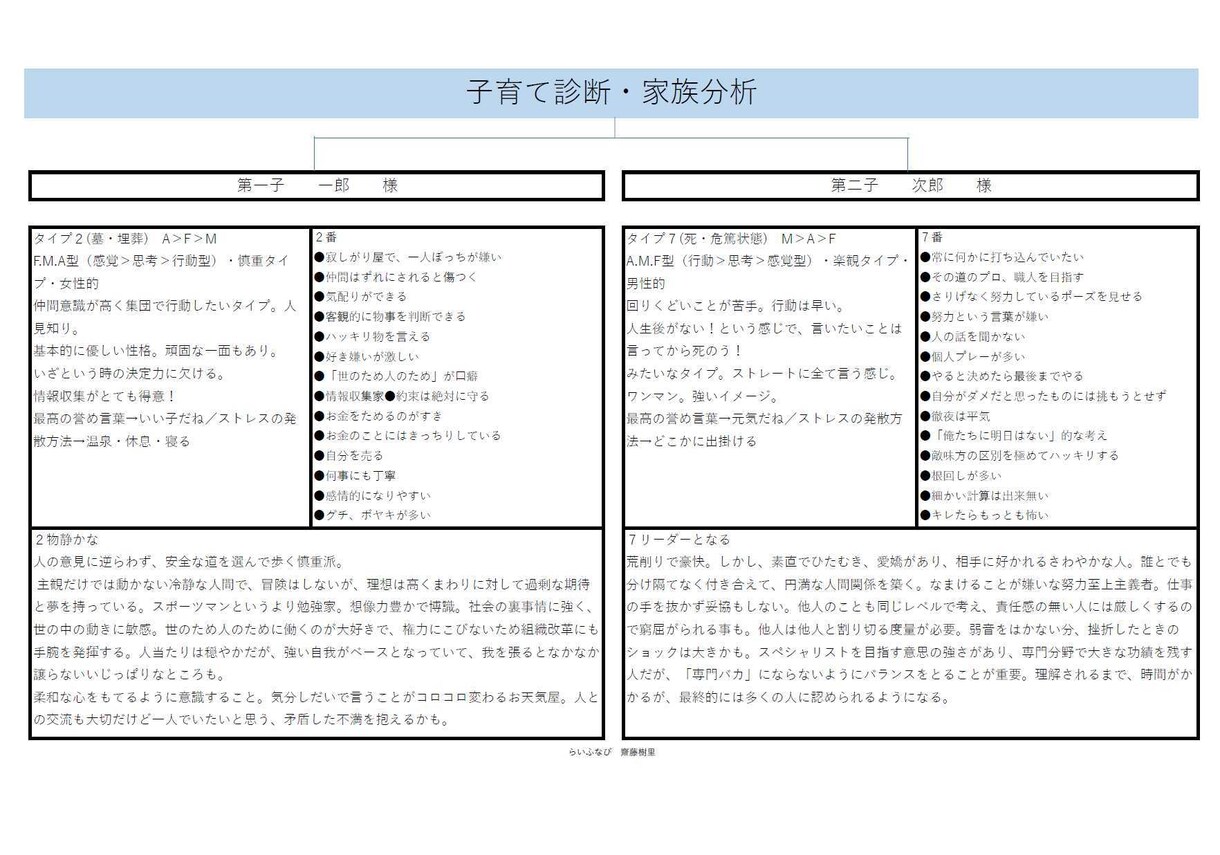 生まれ持った子供の性格タイプ診断・家族分析します お子様の取扱説明書・家族分析をPDFにてお届けします！ イメージ3