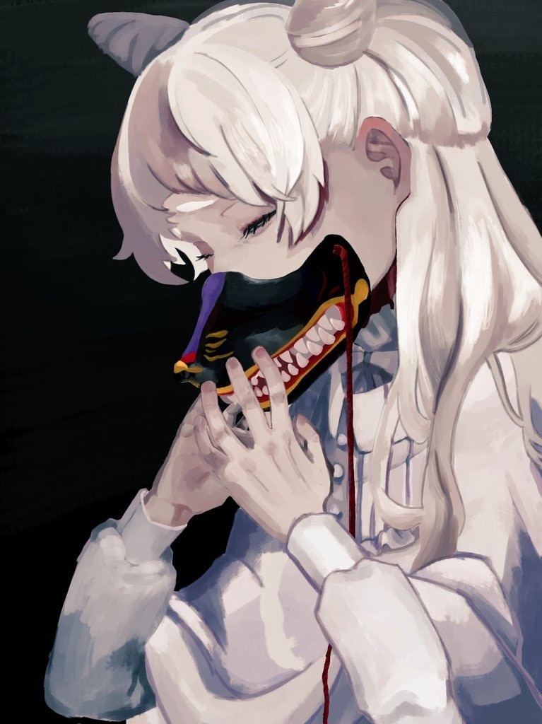 厚塗りでダーク可愛いイラストを描きます お面とフリルの多いお洋服大得意！たくさんお着替え出来ます！ イメージ9