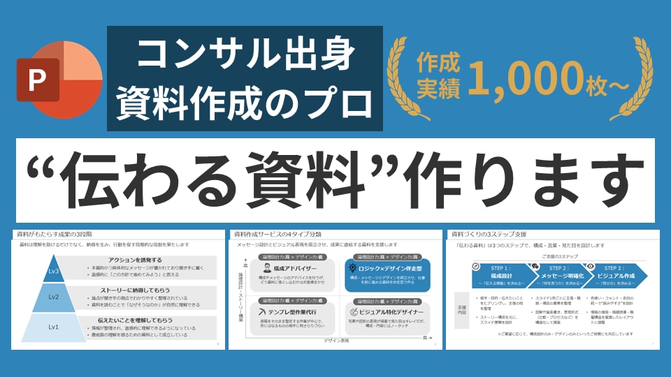 デザイン×ストーリーで伝わるパワポ資料を作ります 資料作成のプロである現役コンサルタントがお手伝い イメージ1