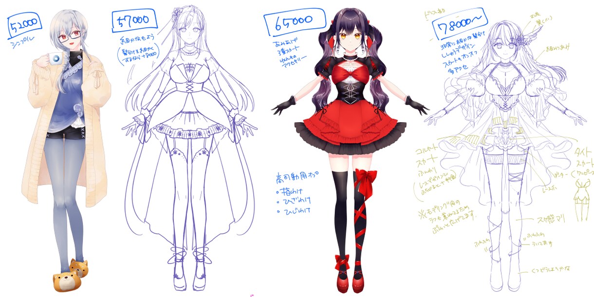 予算重視頭部モデリング✿パーツ分けイラスト描きます 頭部モデリングOK！お手軽お手頃だけどクオリティは高く！ イメージ8