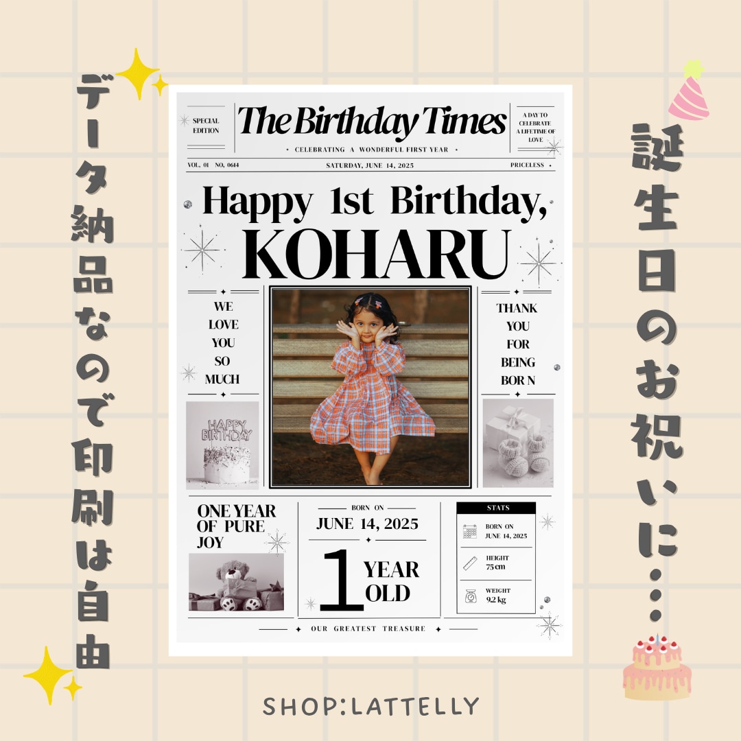 お写真で世界に一枚のバースデーポスター作ります 写真とお名前で作る世界に一枚だけの記念ポスター イメージ2