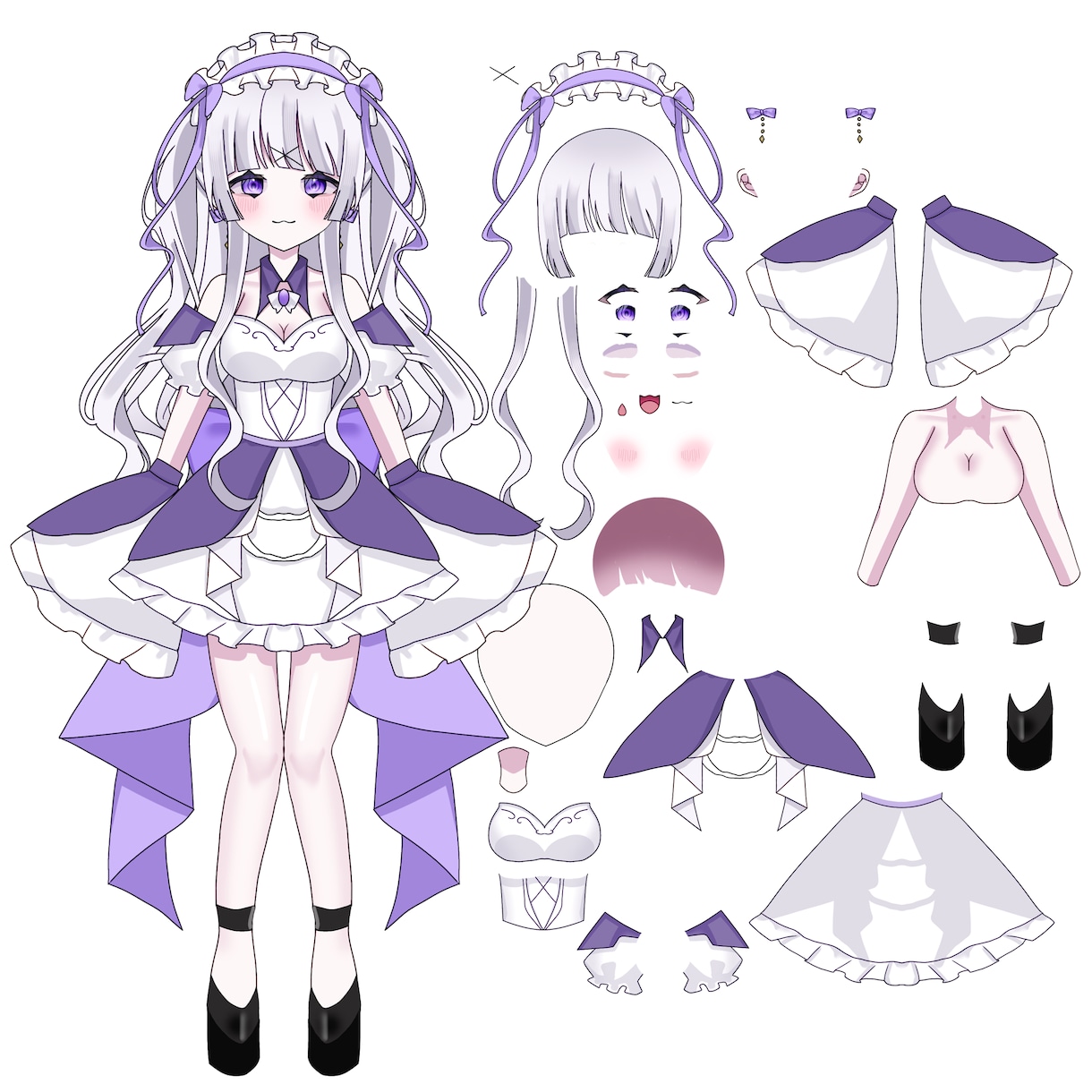 立ち絵、パーツ分けイラスト作成します かわいい女の子のイラストを描くのが得意です男性は描けません イメージ1