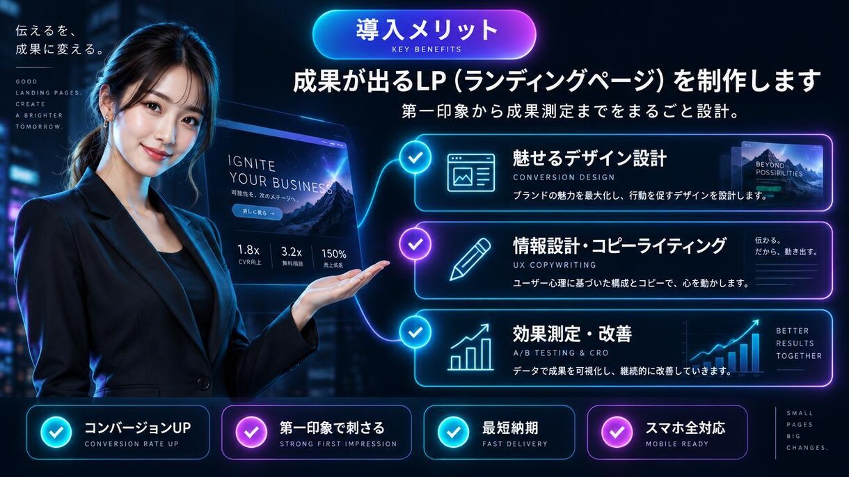 集客につながるLPを企画から制作しますます スマホ対応・デザイン・コーディングまで対応 イメージ2