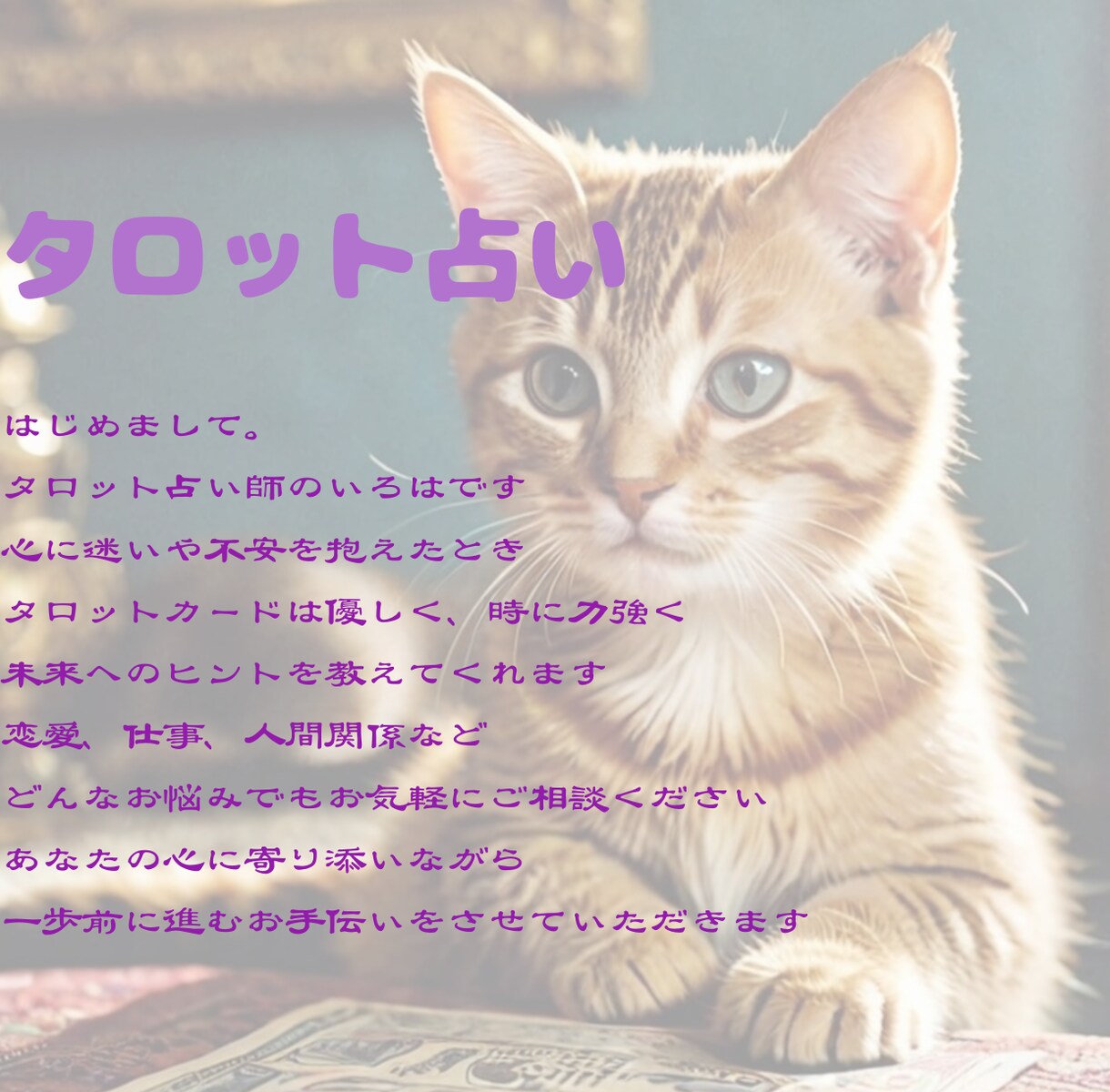 不安や迷いごとをタロットでご相談お受けしてます 猫好き占い師があなたに寄り添いご相談伺います！ イメージ1