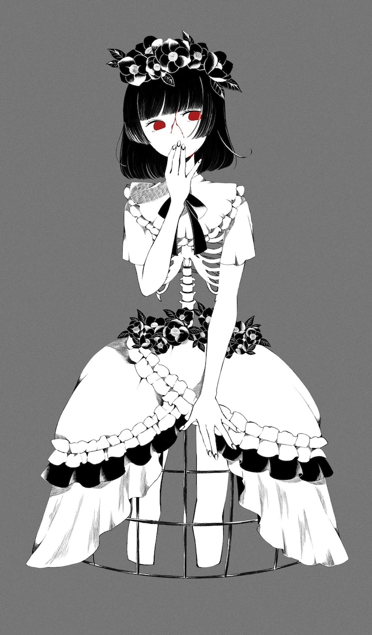 レトロな美少女のモノクロイラストお描きします 挿絵やアイコン、ヘッダー等に使えます耽美目を惹くイラスト！ イメージ4