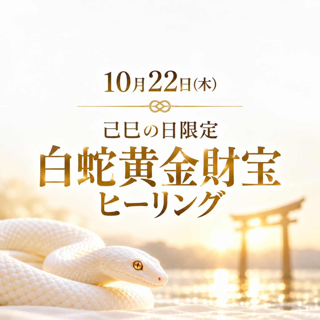 己巳の日・白蛇黄金財宝ヒーリングします 10月22日（木）限定！宇賀神さまのセッション イメージ1
