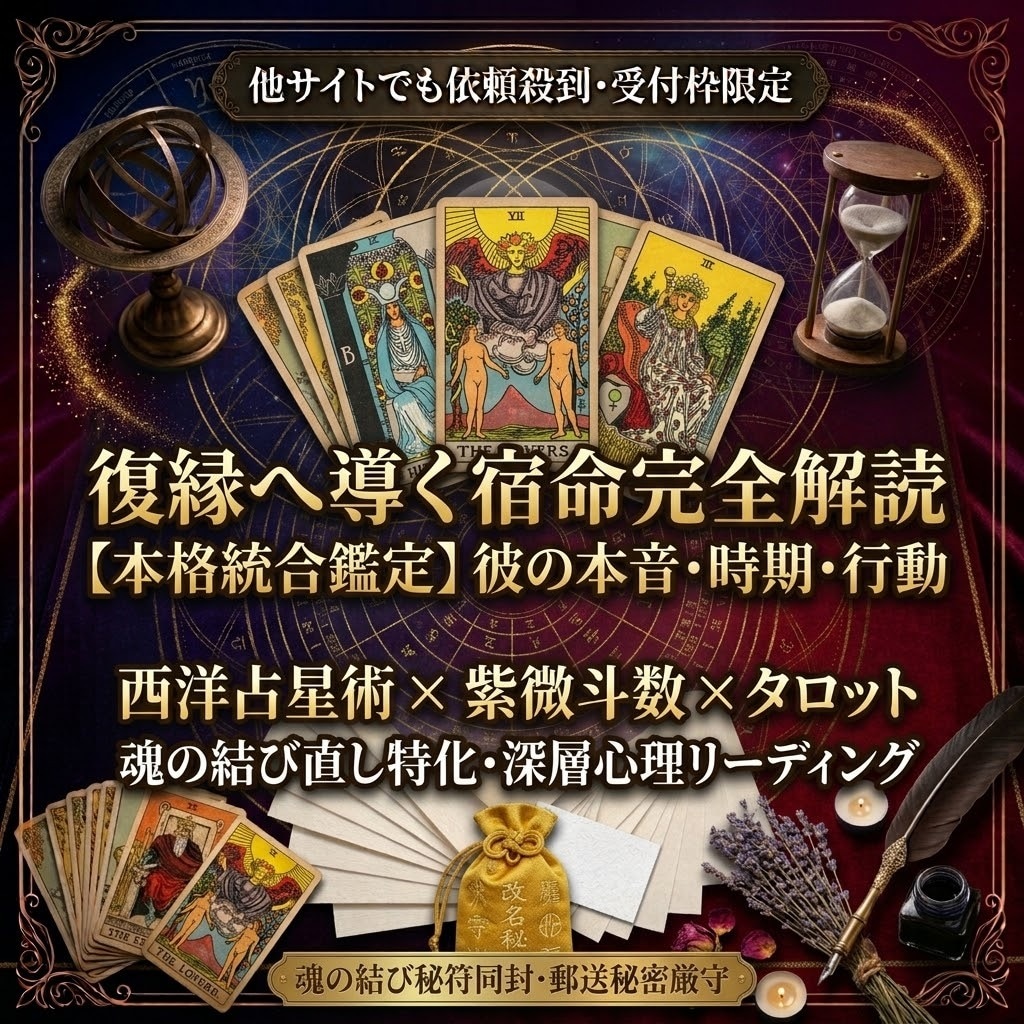 宿命統合鑑定◆復縁へ導く二人の宿縁完全解読します 彼の本音・時期・行動ロードマップ イメージ1