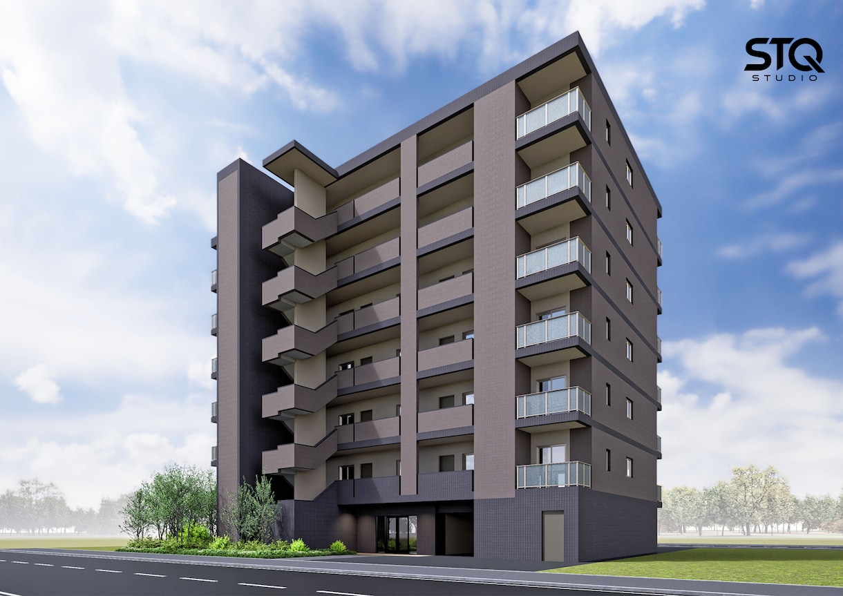 マンション外観を3Dモデリングします 建築パース初期検討・映像背景向けに制作します イメージ6