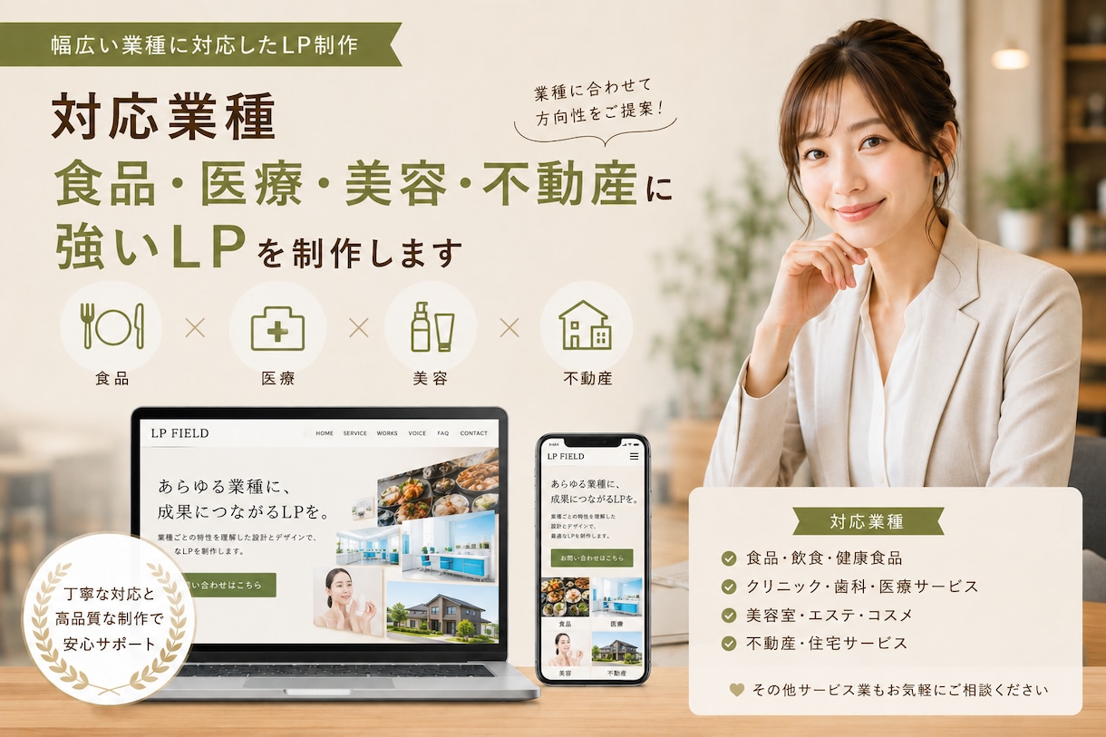 反応につながるランディングページを制作します 食品・医療・美容・不動産に強いLPを制作します イメージ4