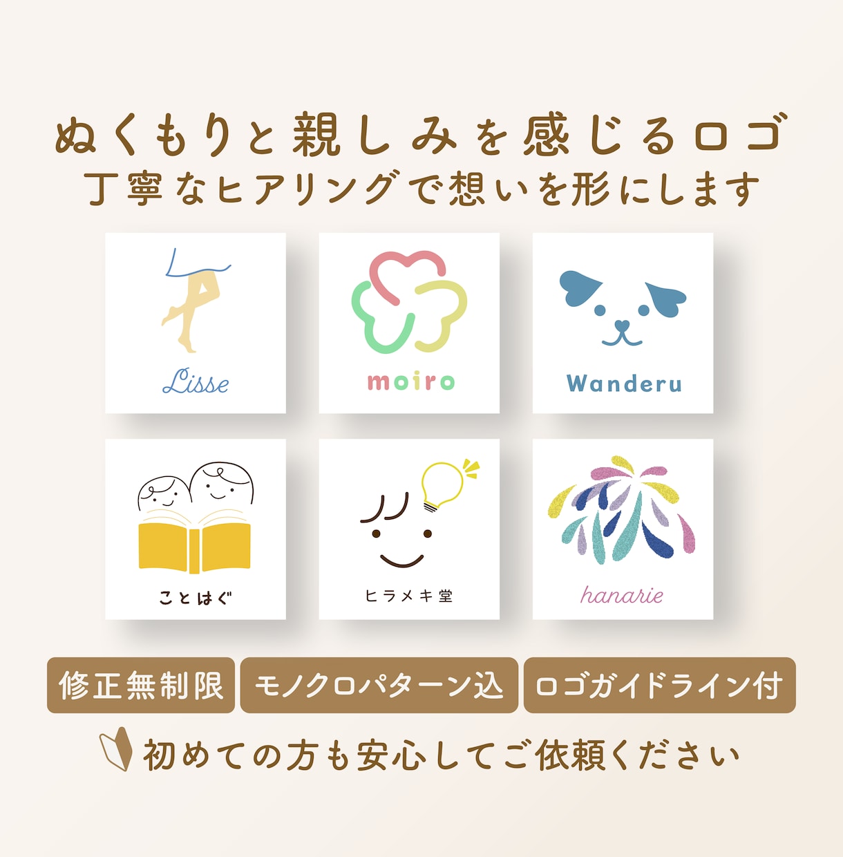 ぬくもりと親しみのあるロゴをお作りします モノクロパターン込み・ロゴガイドライン付き イメージ1