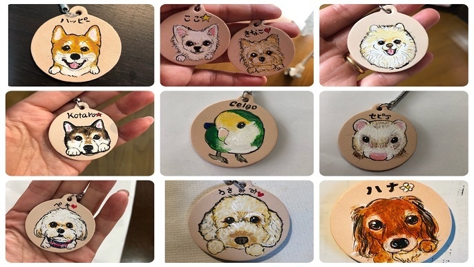 ペット似顔絵師★本革キーホルダーに似顔絵描きます 【チャリティ商品】ペット専門似顔師がお作りする似顔絵サービス イメージ5
