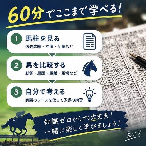 競馬の基礎を60分で学べます 「競馬、何を見ればいいの？」を卒業。競馬初心者向け60分講座 イメージ3