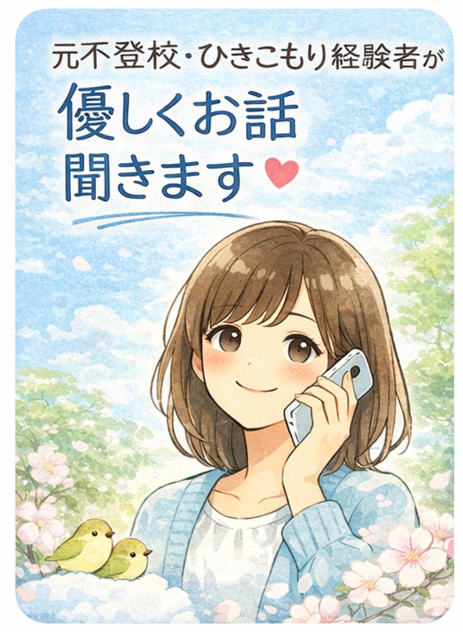 元不登校・ひきこもり当事者が優しくお話を聞きます 学校に行けない苦しさや不安を当事者の立場で丁寧にお聞きします イメージ4
