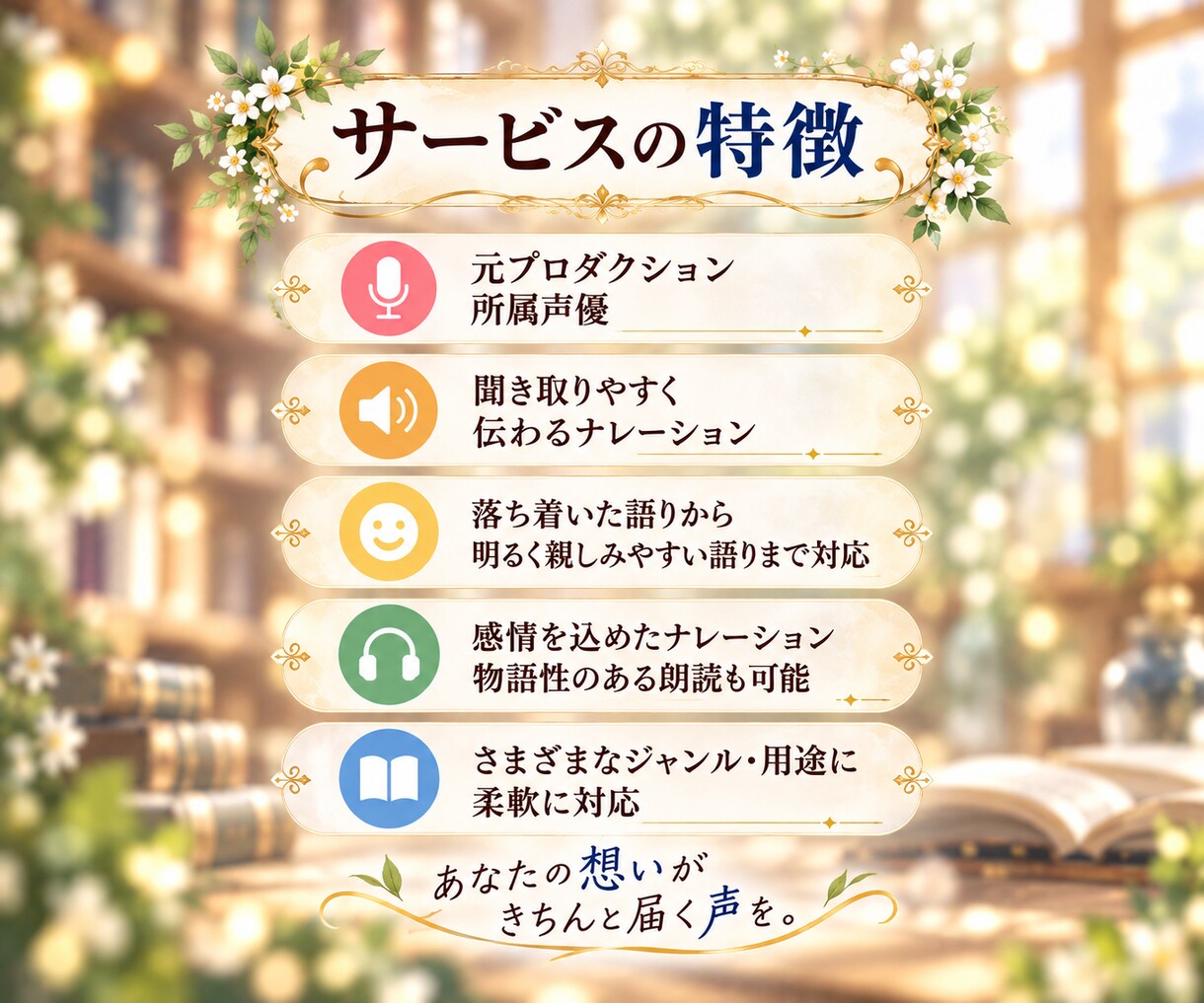 元プロ声優がナレーションを心を込めてお届けします YouTube・企業動画・CMなど伝えたい想いを声に乗せます イメージ4