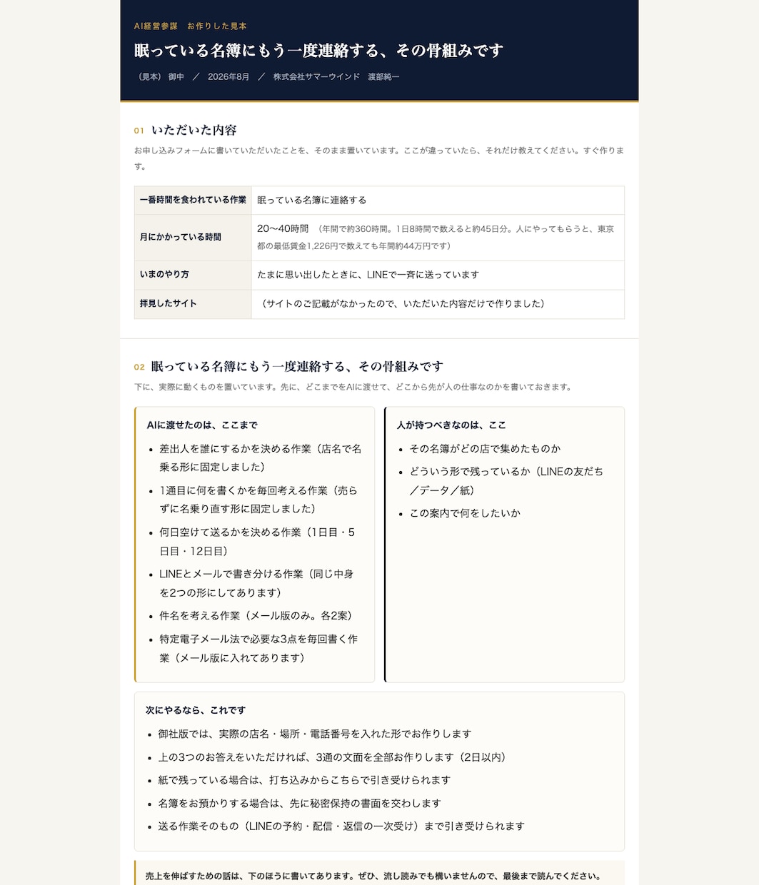 事務作業を1つAIで自動化し、2日でお渡しします 診断も講義もしません。2日後に動くものが届きます イメージ6