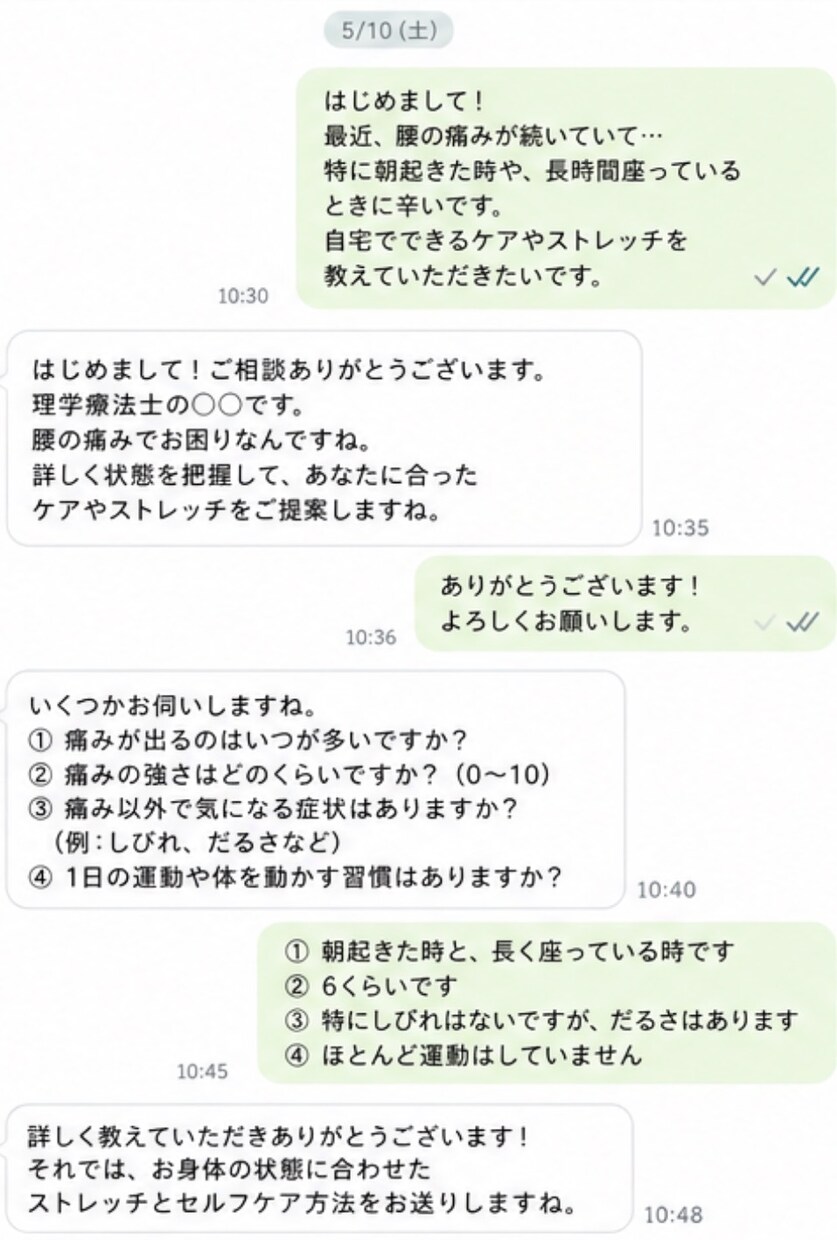 現役理学療法士が肩こり・腰痛のお悩み相談に乗ります 痛み・姿勢矯正など、日々のお困りをサポート。 イメージ2