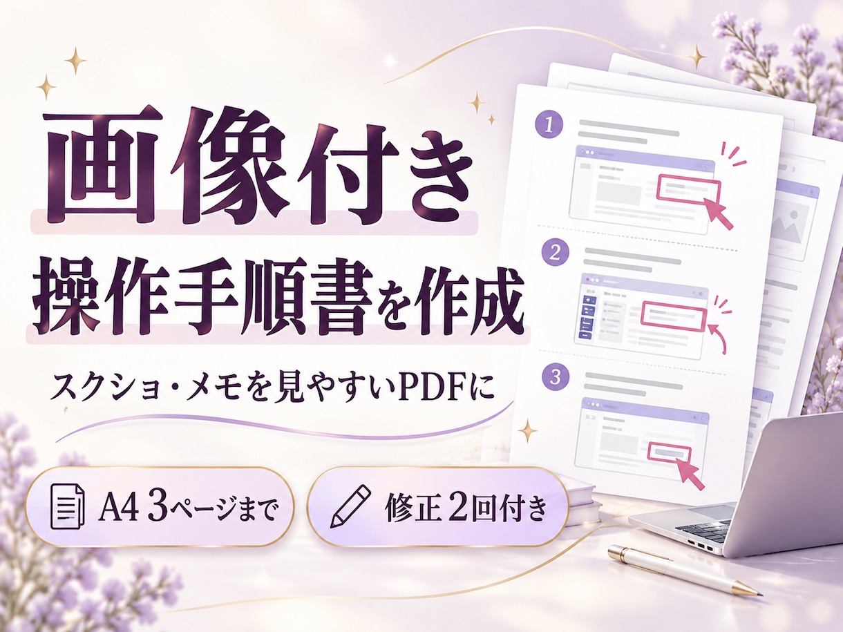 画像付きのわかりやすい操作手順書を作ります スクショやメモを整理して、仕事の引き継ぎ・操作説明に イメージ1