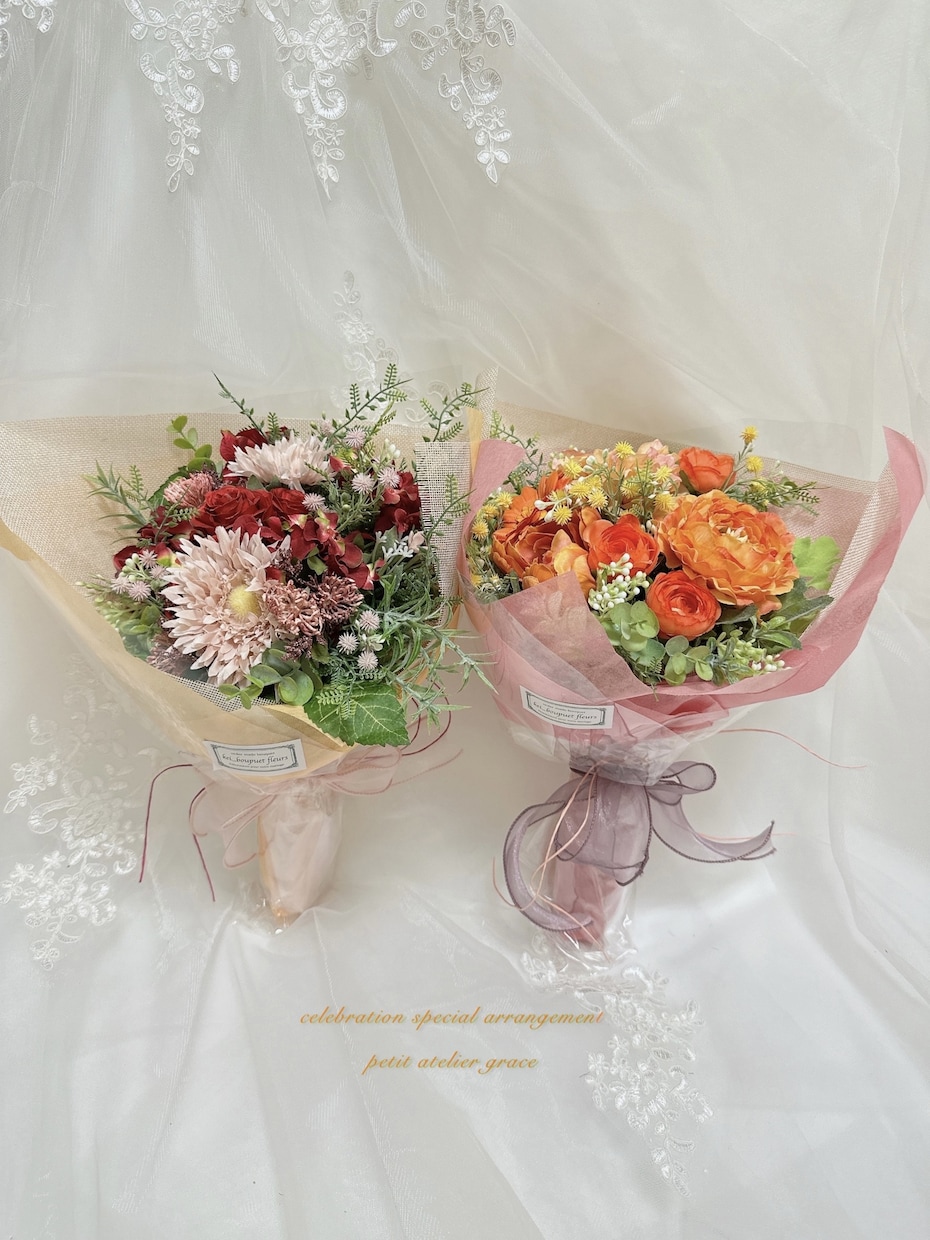 御両親贈呈用ミニ花束制作いたします ブーケ購入花嫁様特別価格にて御提供 イメージ2