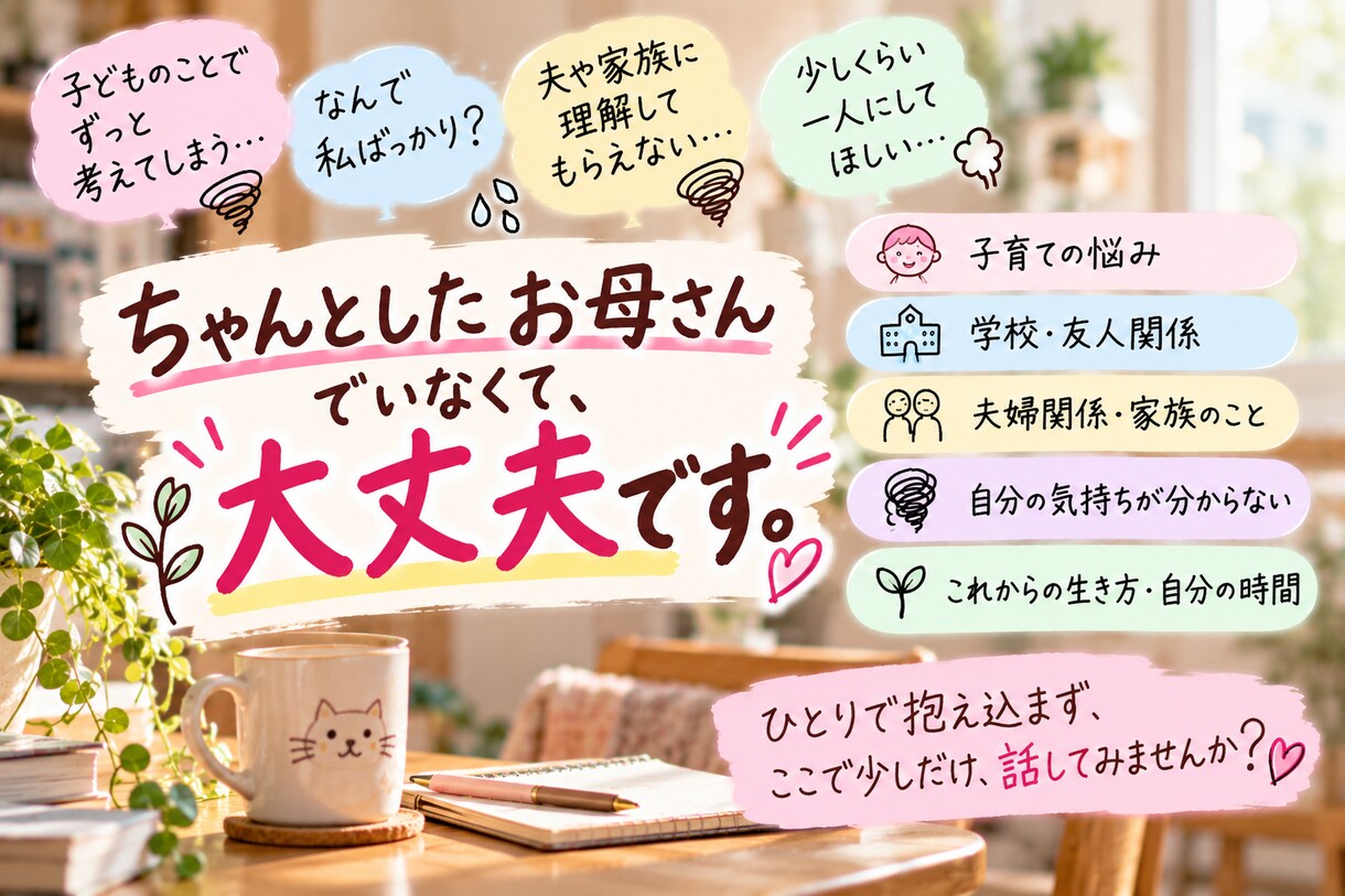 母親だって疲れます｜誰にも言えない本音を聴きます お母さんの前にひとりの人｜あなたの本音を聴きます イメージ5