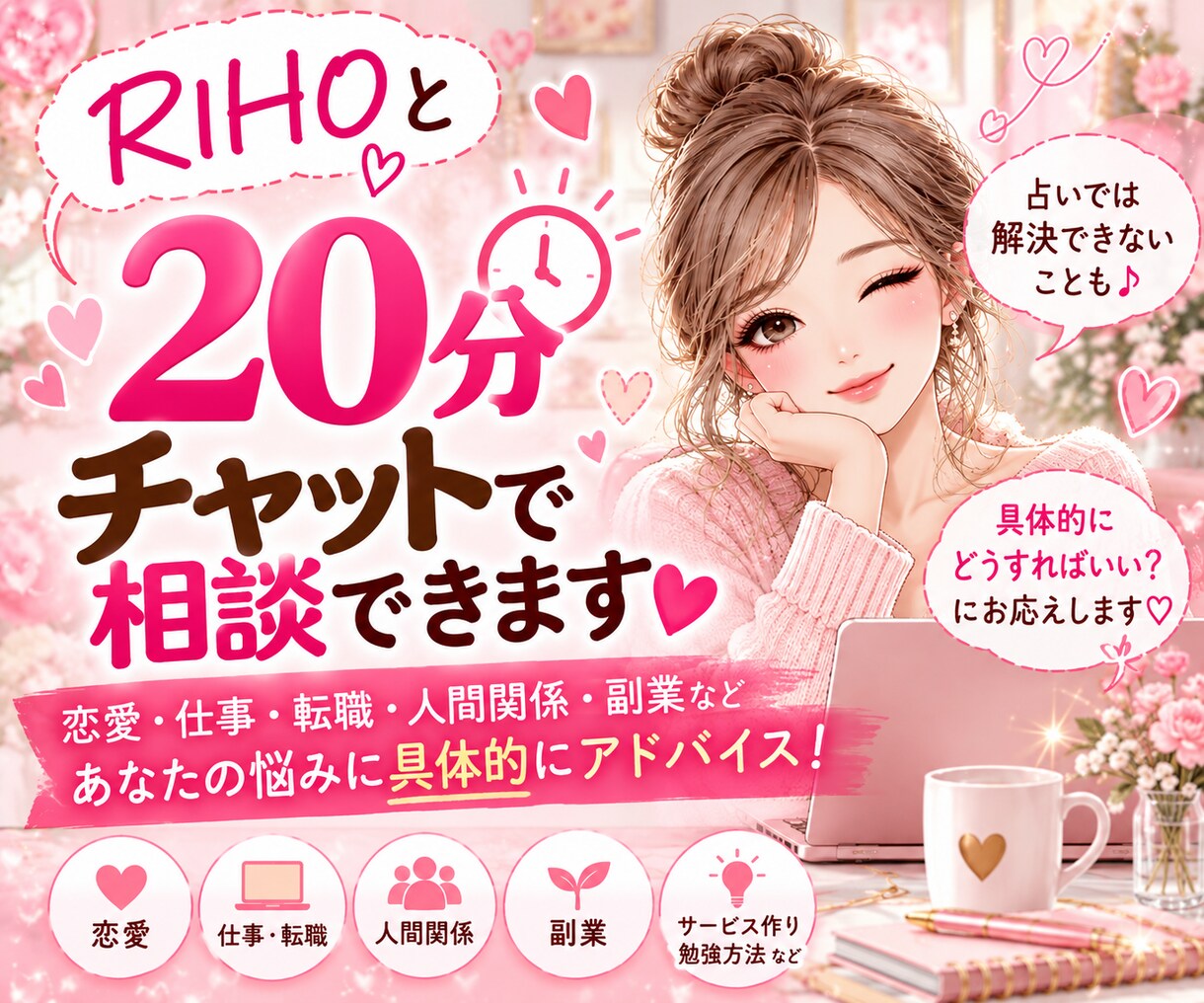 20分間チャット(占いではありません)相談のります リピーター＆ブログ読者様限定♪人生、副業、恋愛、仕事 イメージ1