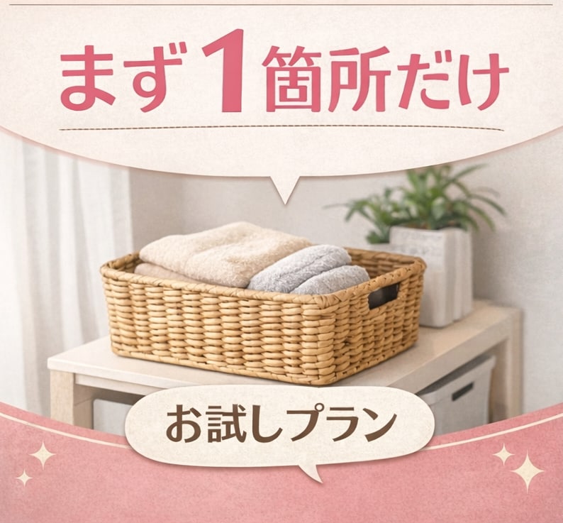 お試しプラン｜１か所３日間片づけ伴走します テキストチャット＆写真でサポートいたします イメージ1