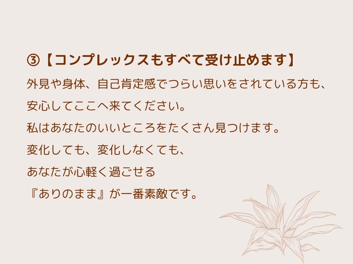 リピーター様専用の心の継続相談を承ります 前回と同じ安心感でじっくりお話できます。 イメージ7