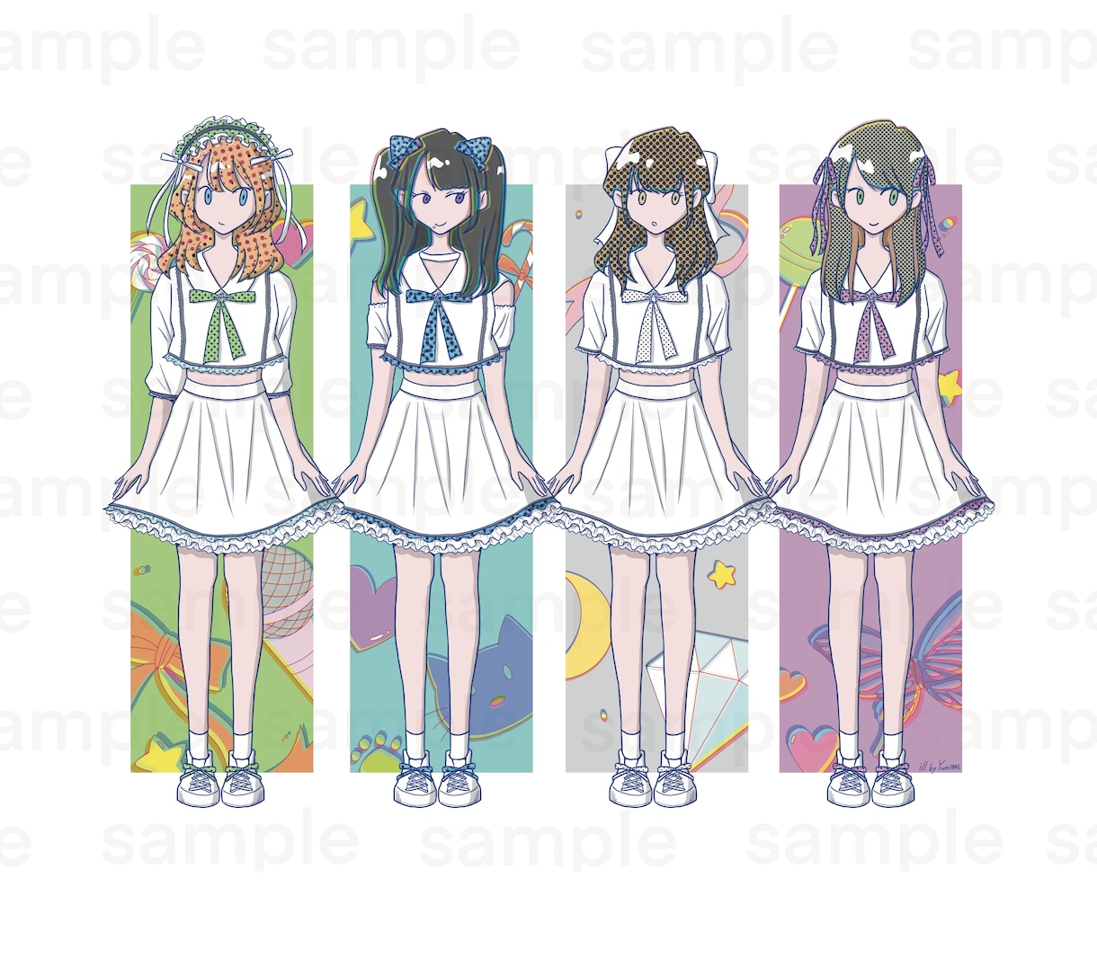 ポップ/チルい系/エモ系な可愛いイラスト描きます 可愛い女の子のイラスト★アイドルT制作実績あり イメージ1