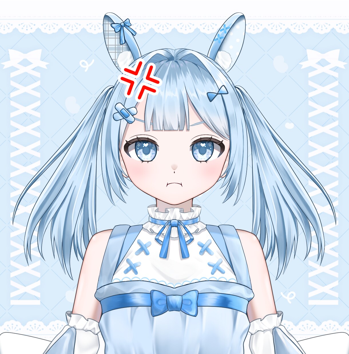 表情差分7種付き!水色うさぎ女の子販売いたします 最短即日納品!すぐにIRIAM等でご使用いただけます! イメージ4