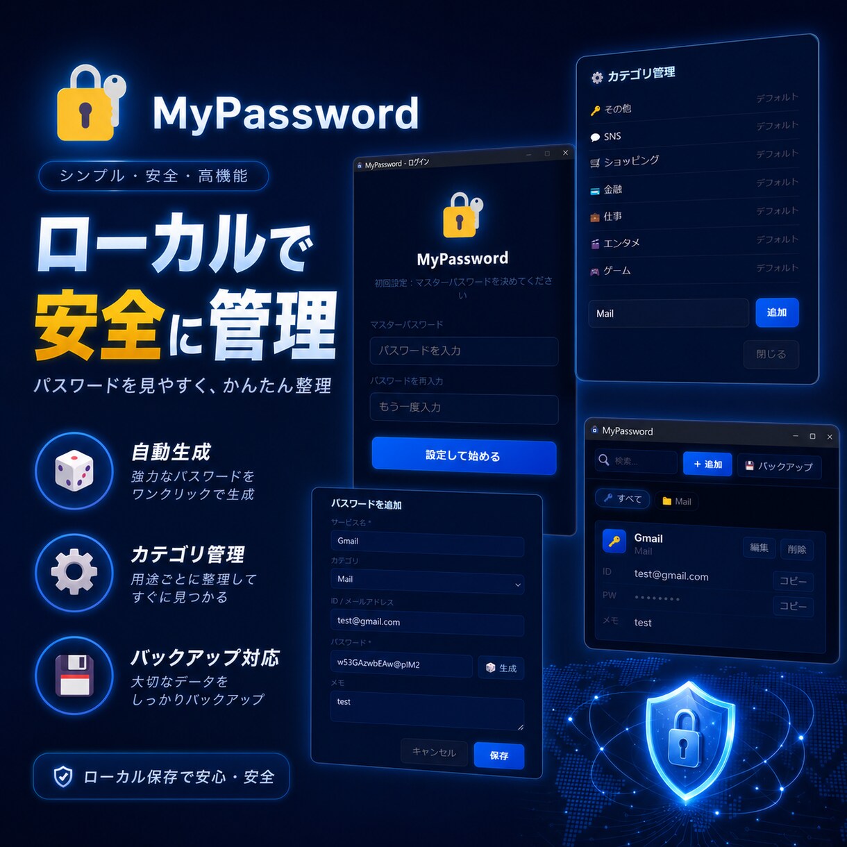 MyPasswordパスワード管理ソフト提供します ローカル保存で安全・USBでも使える イメージ1