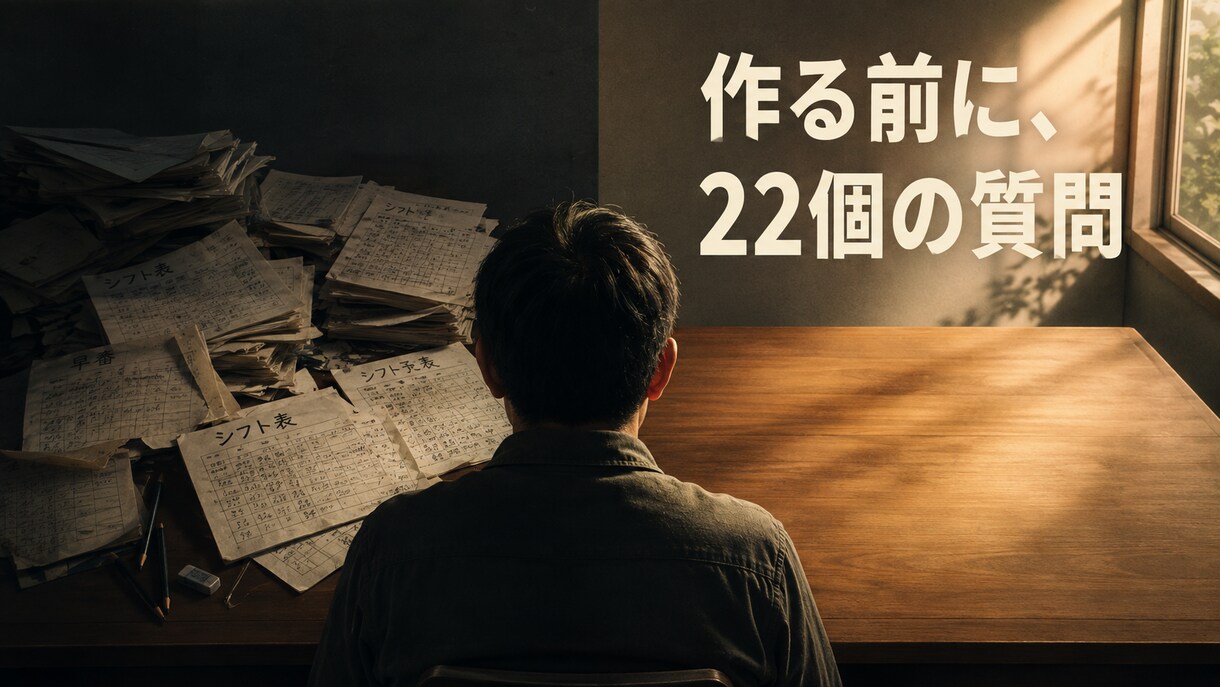 業務アプリ作成前のヒアリング設計シートを作ります 作ってから直すを卒業。22問の質問票を自動生成 イメージ1