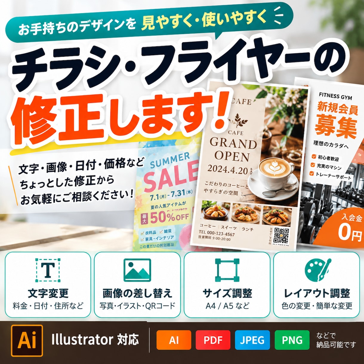 チラシ、ポスターのデータを修正をします お手持ちのチラシを見やすく修正・変更します イメージ1