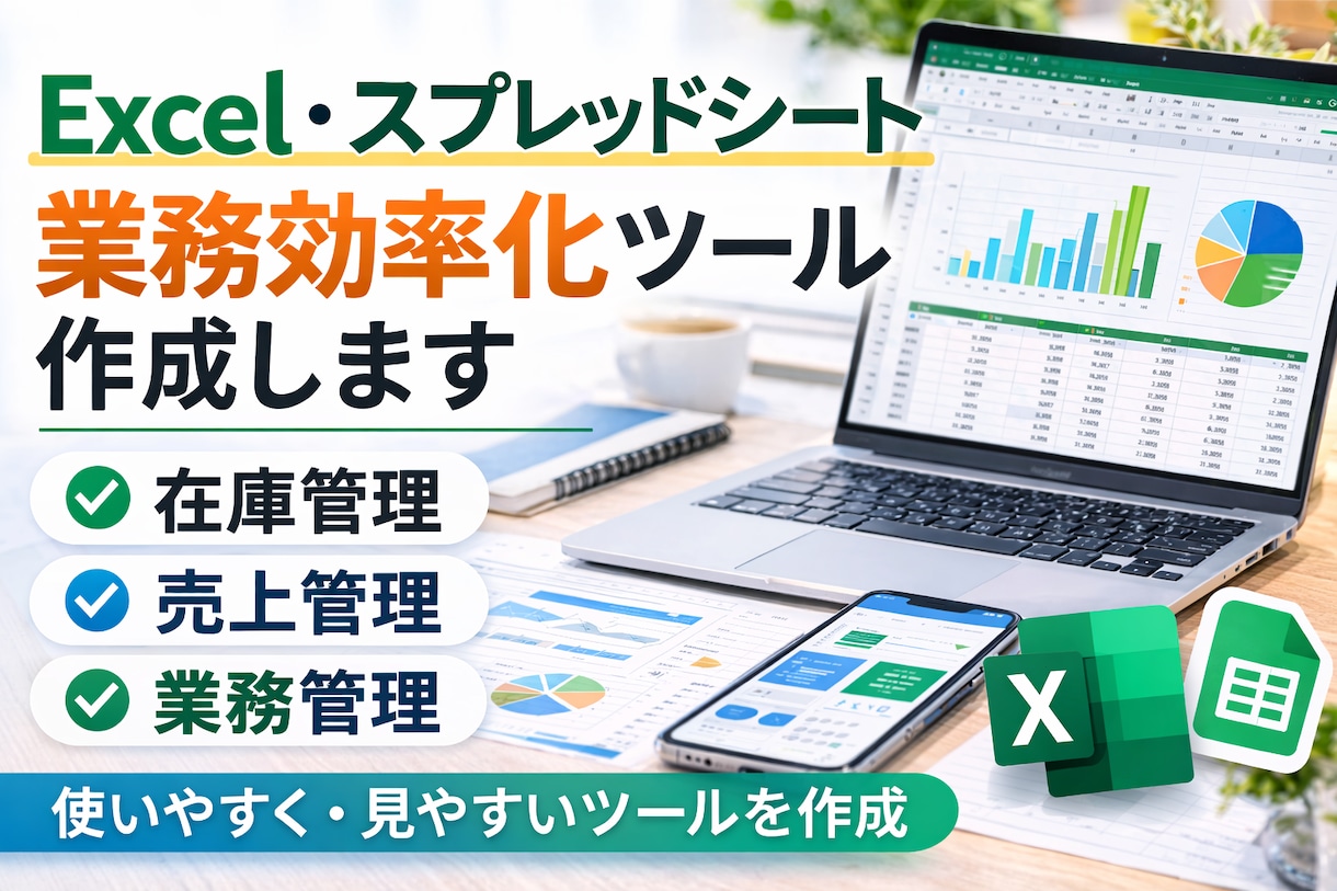 Excel、スプシの業務効率化ツール作成します 売上/勤怠/在庫/請求/顧客データ等使いやすいツール作ります イメージ1