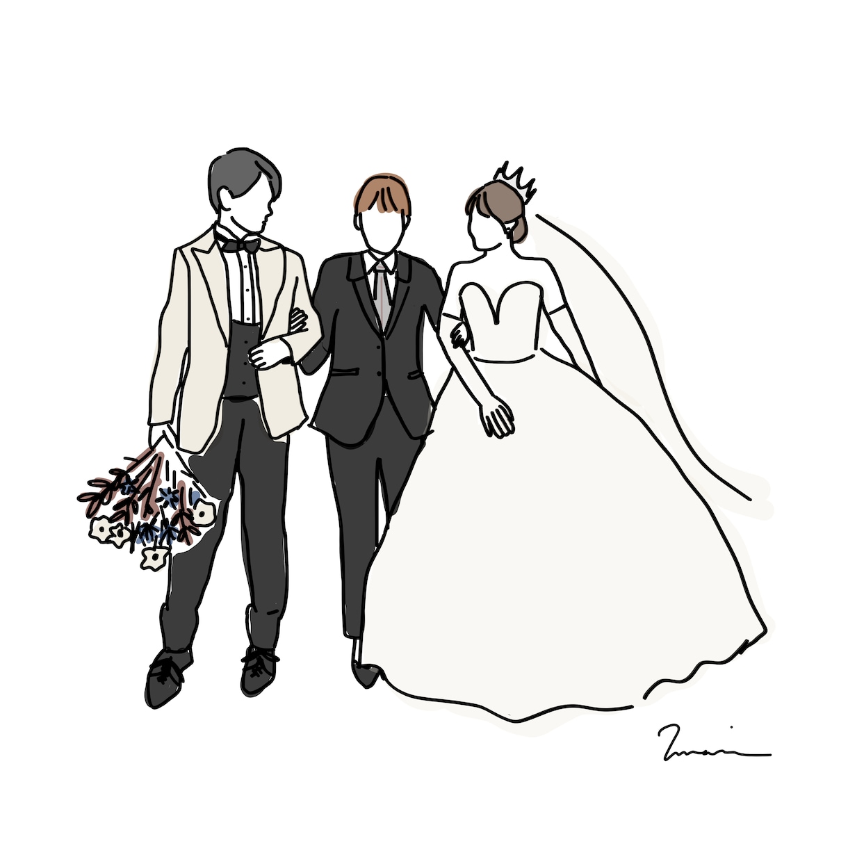 カップルやご家族、お子様なんでもイラストかきます 結婚式やSNS、記念にいかがでしょうか❁ イメージ4