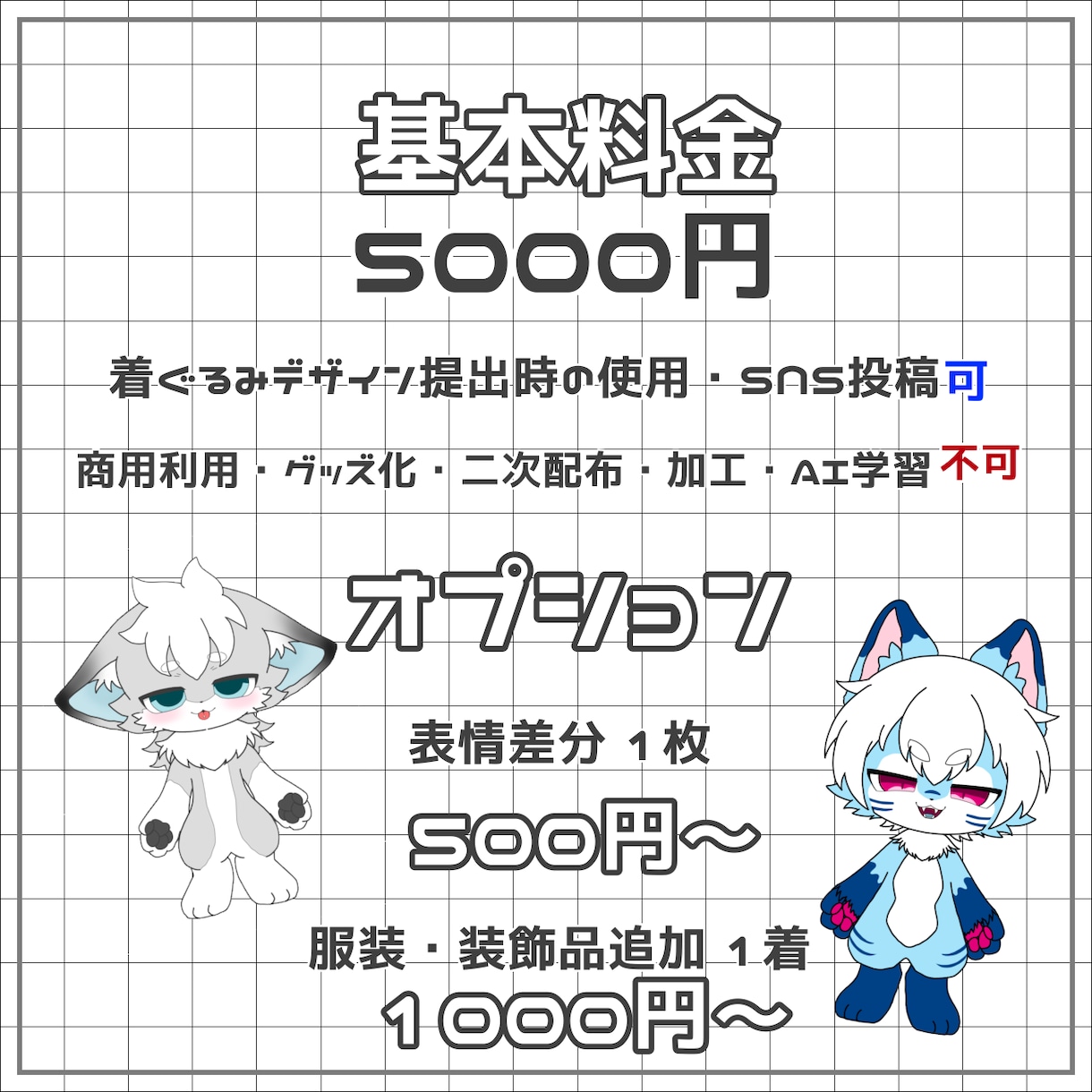 ケモノキャラクタの二面図を作成します 着ぐるみ化や資料作成を、私の絵柄でお手伝いします！ イメージ2