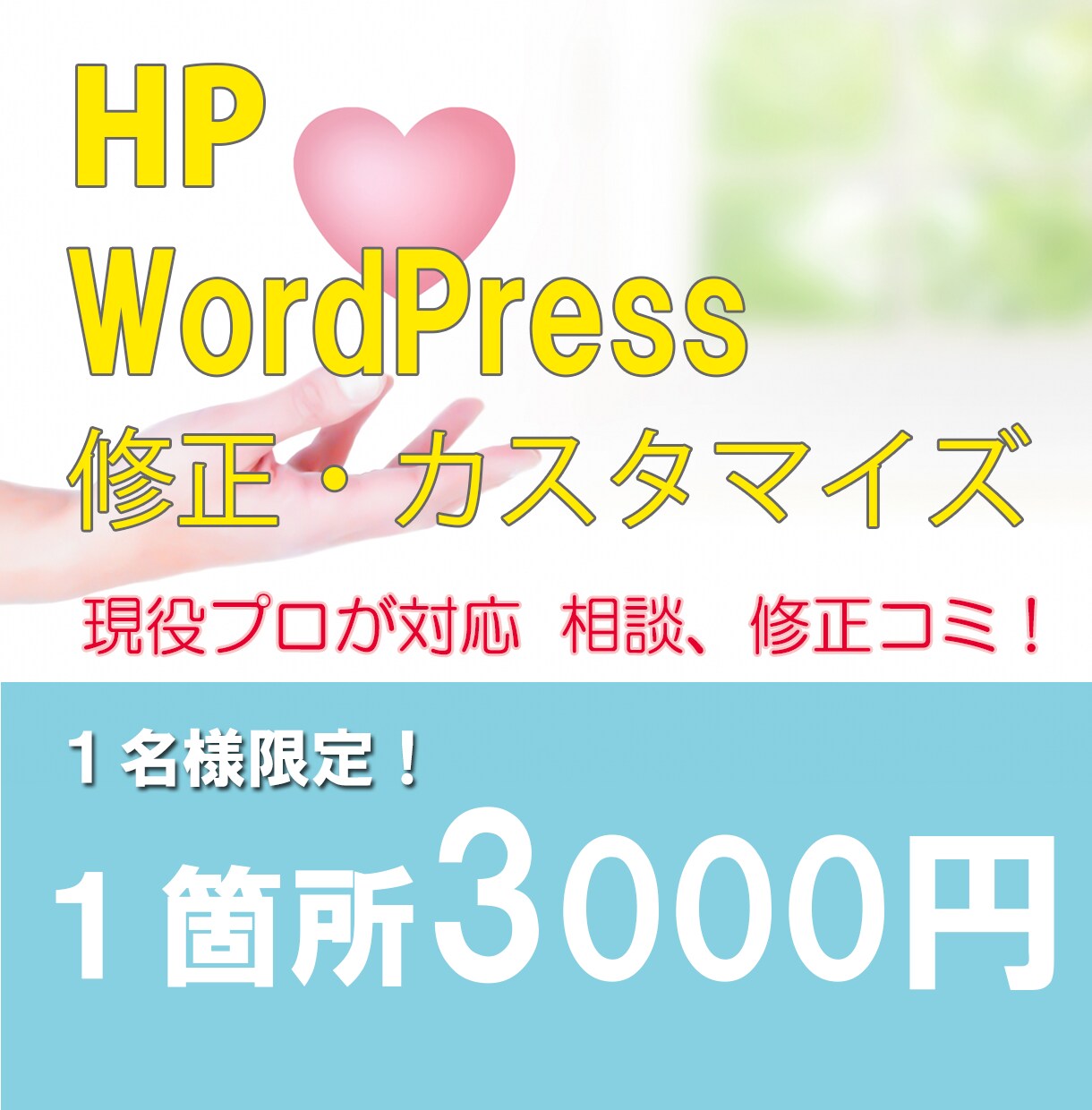 １名限定でHPの修正・カスタマイズを最安対応します 高い技術力で問題、課題を即座に解決します イメージ1