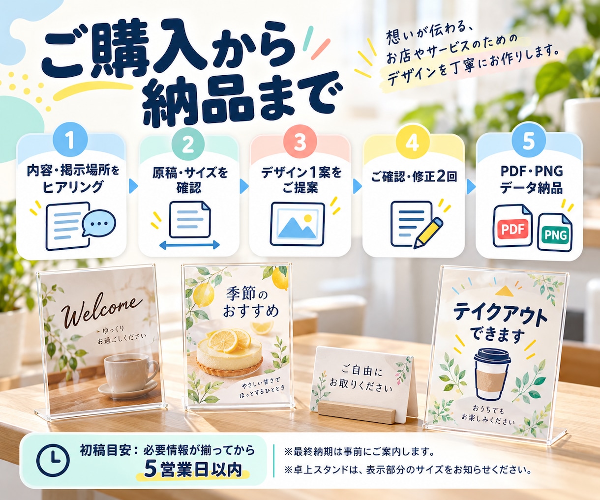 店舗の掲示物・卓上POPを制作します 営業時間・キャンペーン・利用方法をひと目で伝える イメージ4