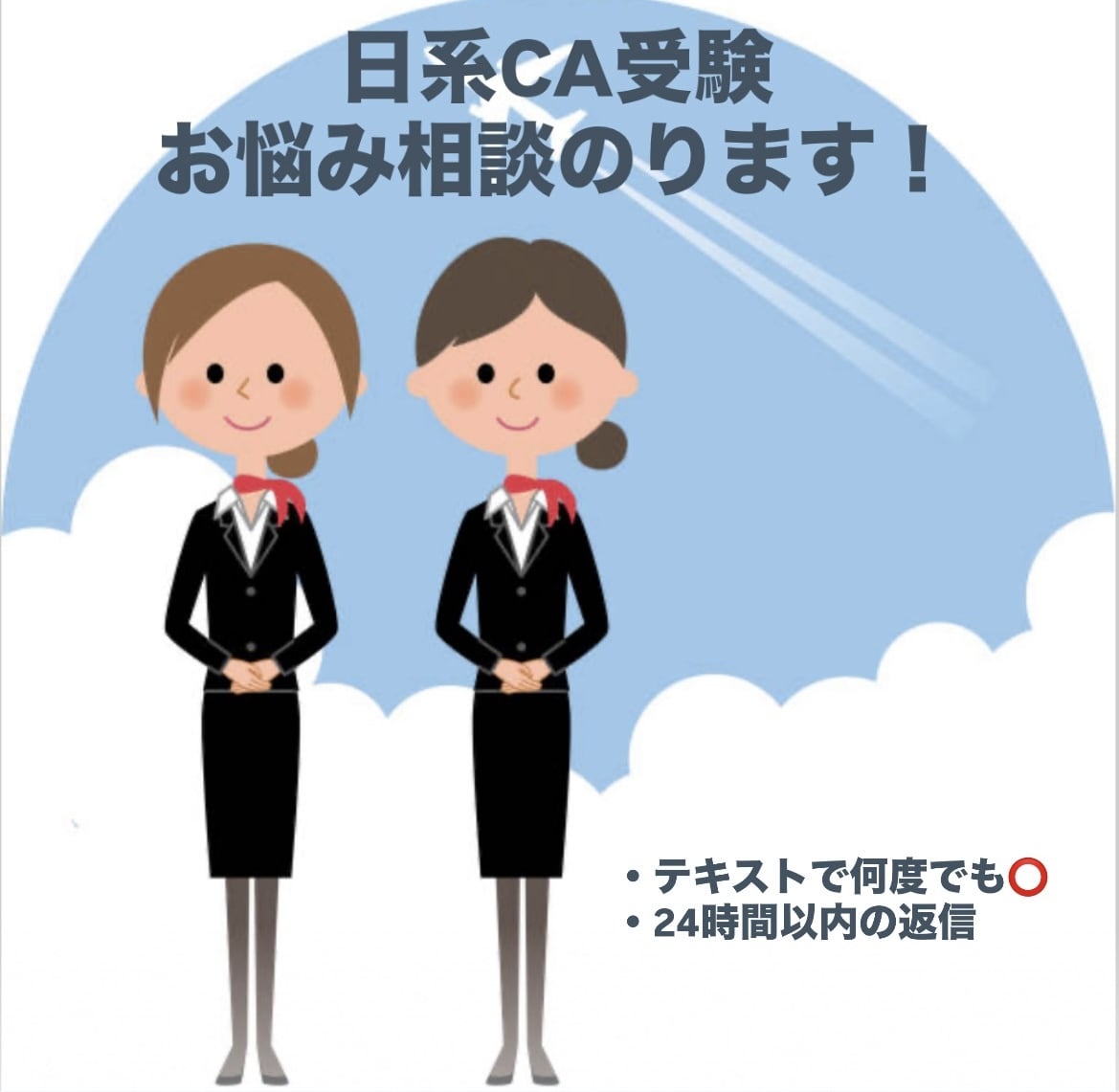 現役CAが日系CA受験のお悩み相談にのります CA受験中のモヤモヤを1週間まるごと相談できます イメージ1