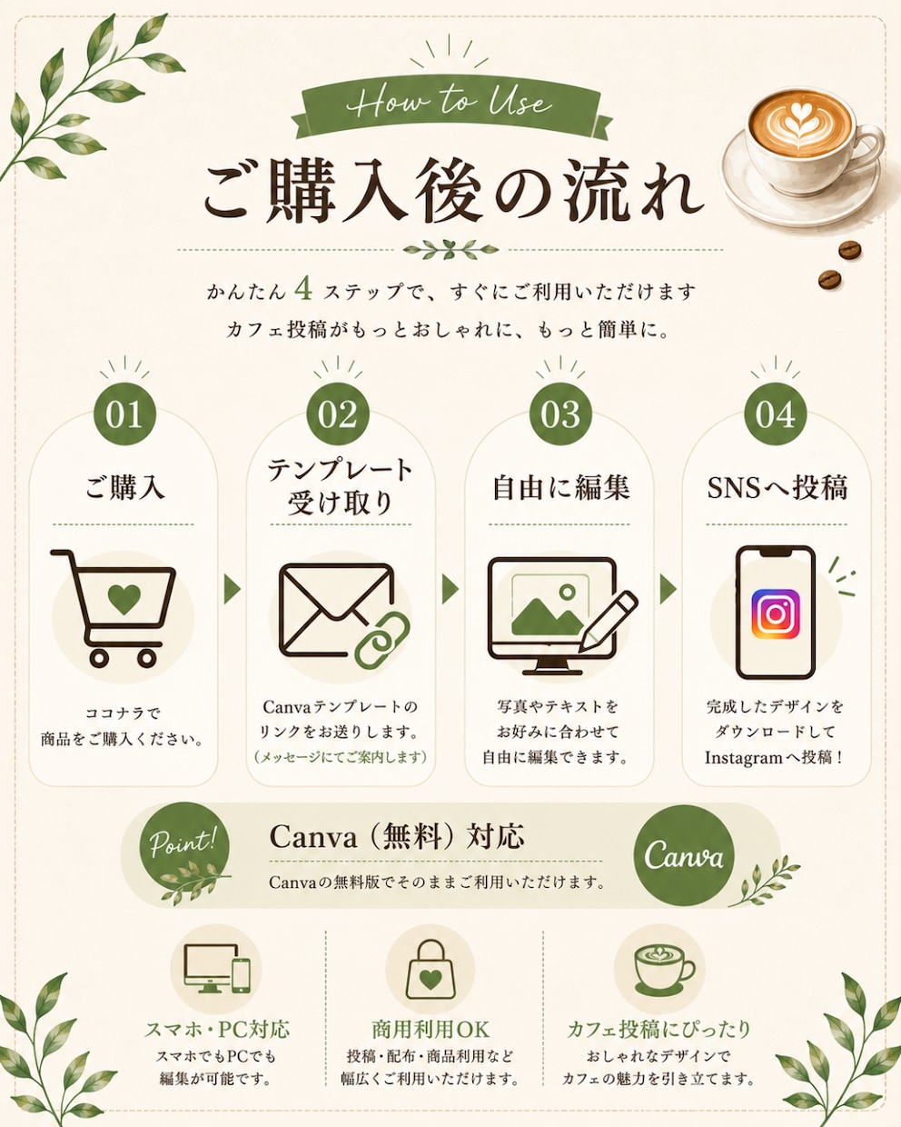 Canvaカフェ用インスタ50枚販売します 50枚セット！Canva無料版対応 イメージ9