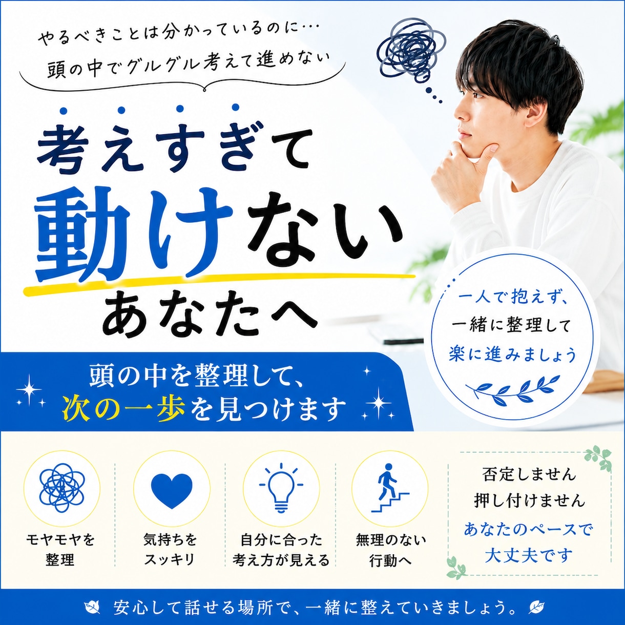 悩み相談/動けないのは性格じゃない整えば変わります 現役経営者が出品　動けないモヤモヤをロジカルに思考整理します イメージ1