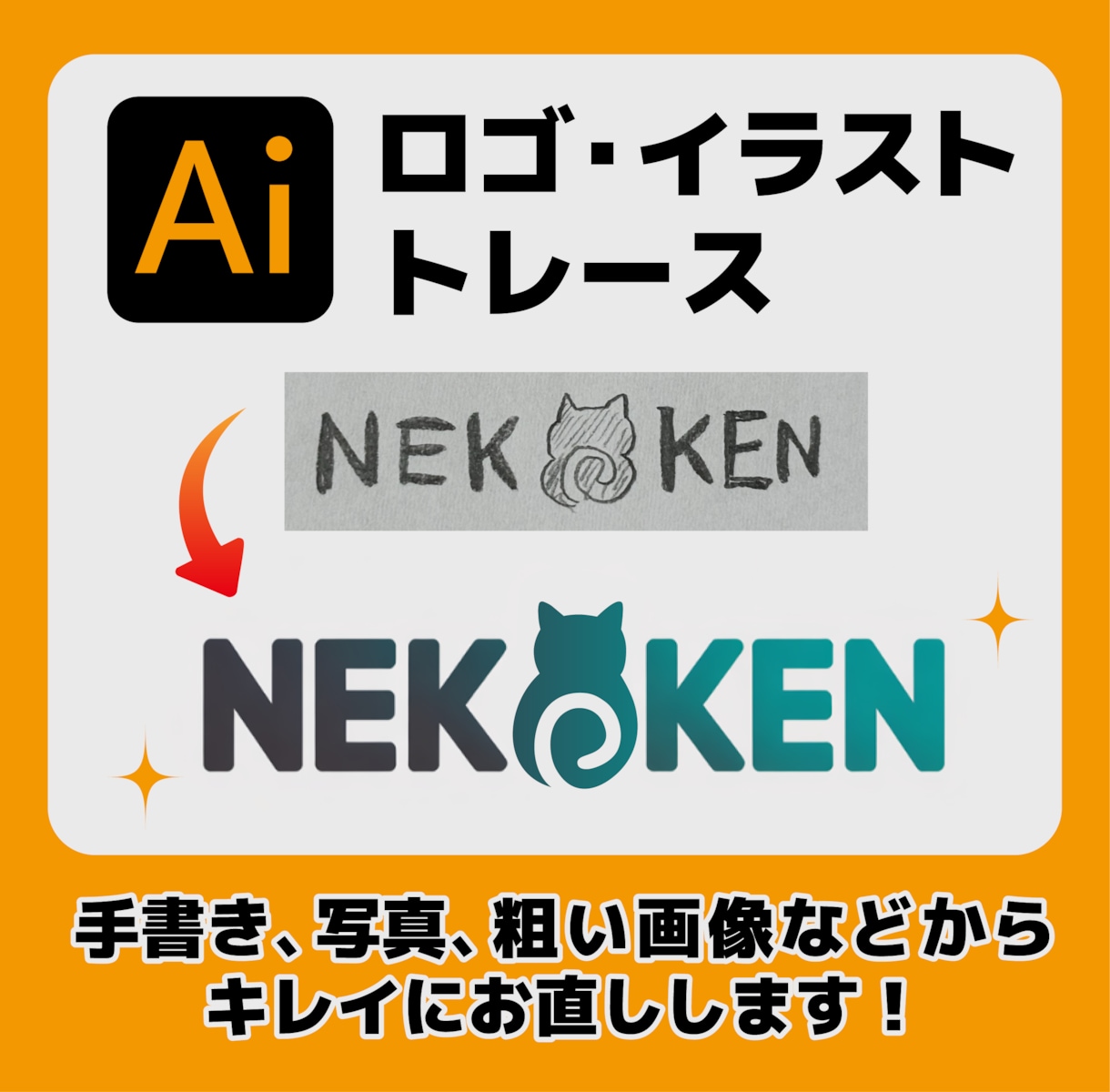 手描きのロゴ・イラストをデータ化します スマホ写真OK! Illustratorで綺麗にトレース イメージ1