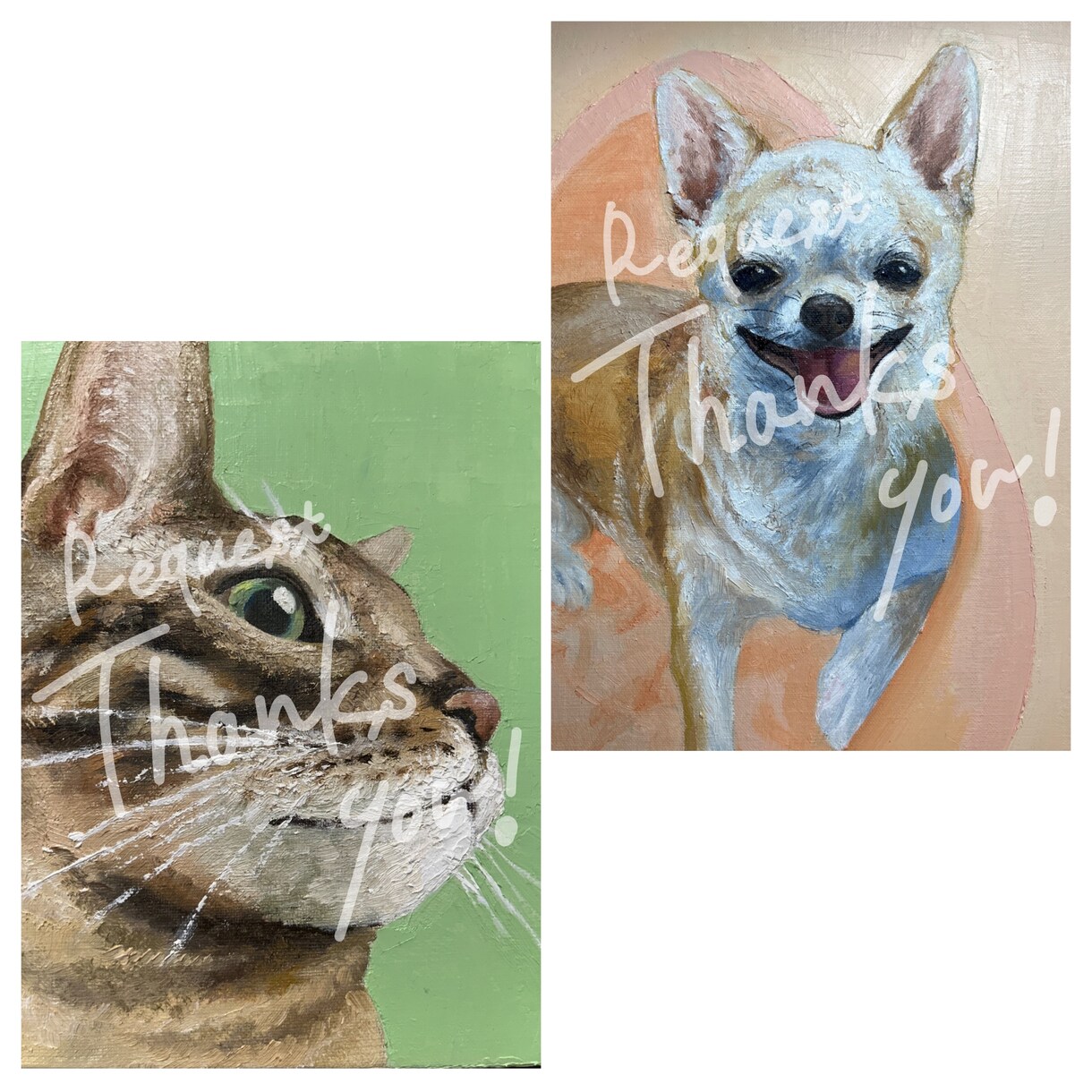 油絵で愛犬・愛猫をかわいく描きます 油絵の具特有の色味と存在感を用いた絵画制作をいたします。 イメージ8