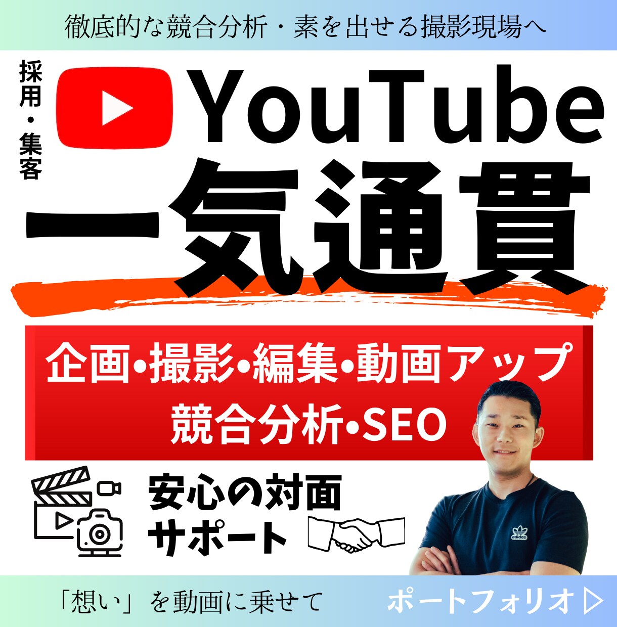 YouTube企画・撮影・編集・運用サポートします あなたの想いを横動画屋さんがリアルに届けます イメージ1